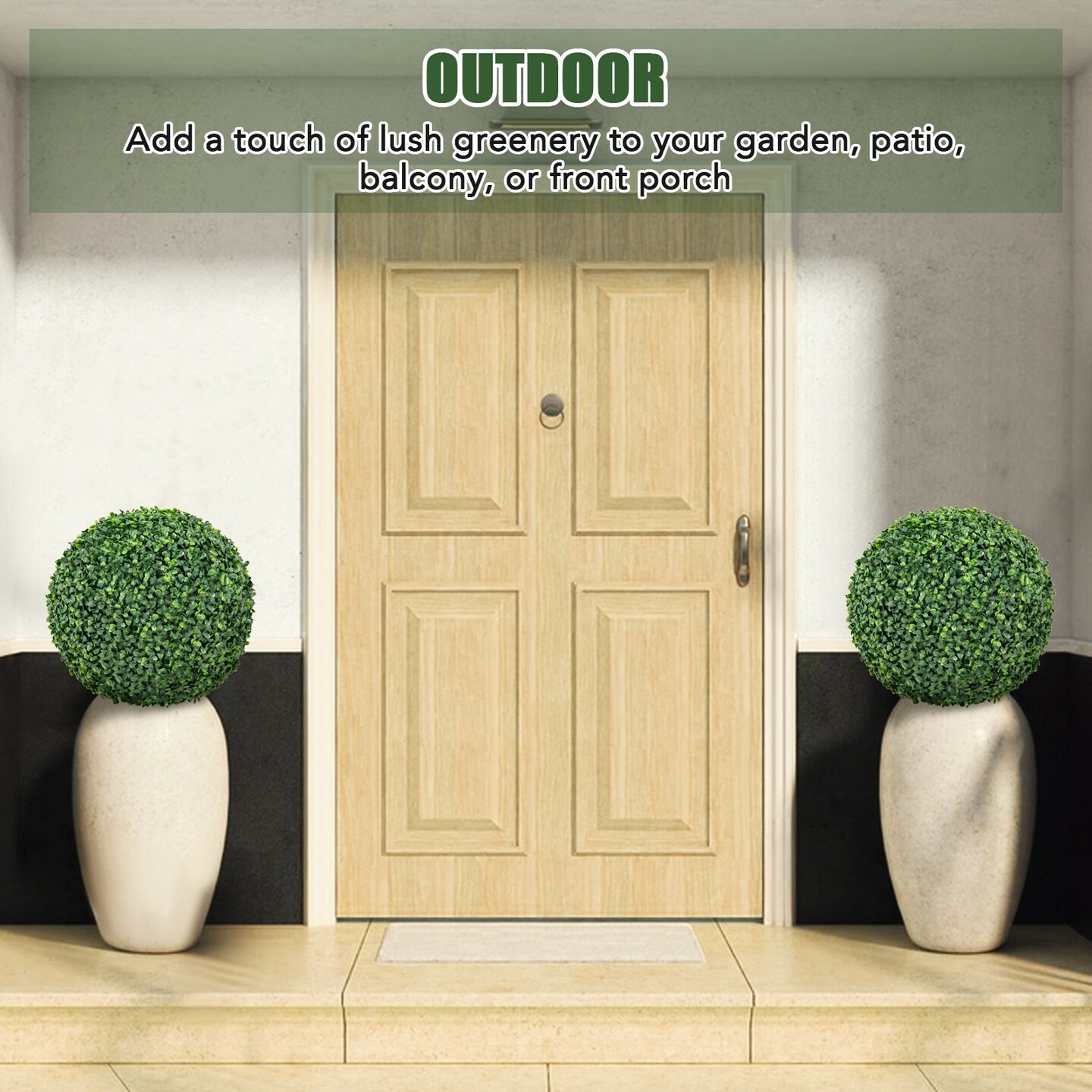 Artificial Plant Boxwood Topiary Ball for Patio Garden Front Door Balcony Backyard