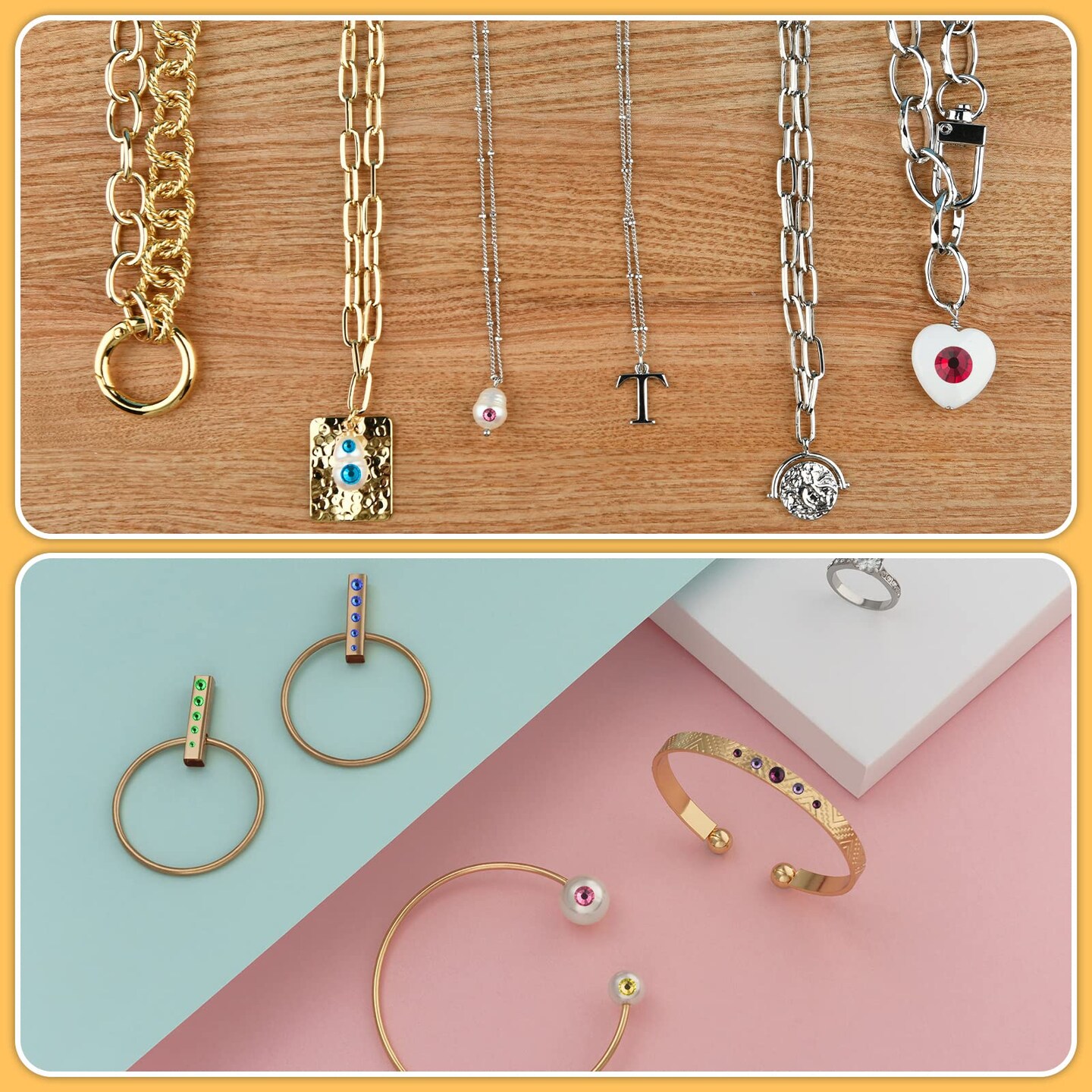 DIY Metal Stamping Kit Crystals Setter Stamping Punches Kit 2600 Pieces Multi Colored Flatback Rhinestones Heart Metal Hand Stamp 5 Pieces Circle Jewelry Design Stamps Jewelry for DIY Crafts, 6 Size