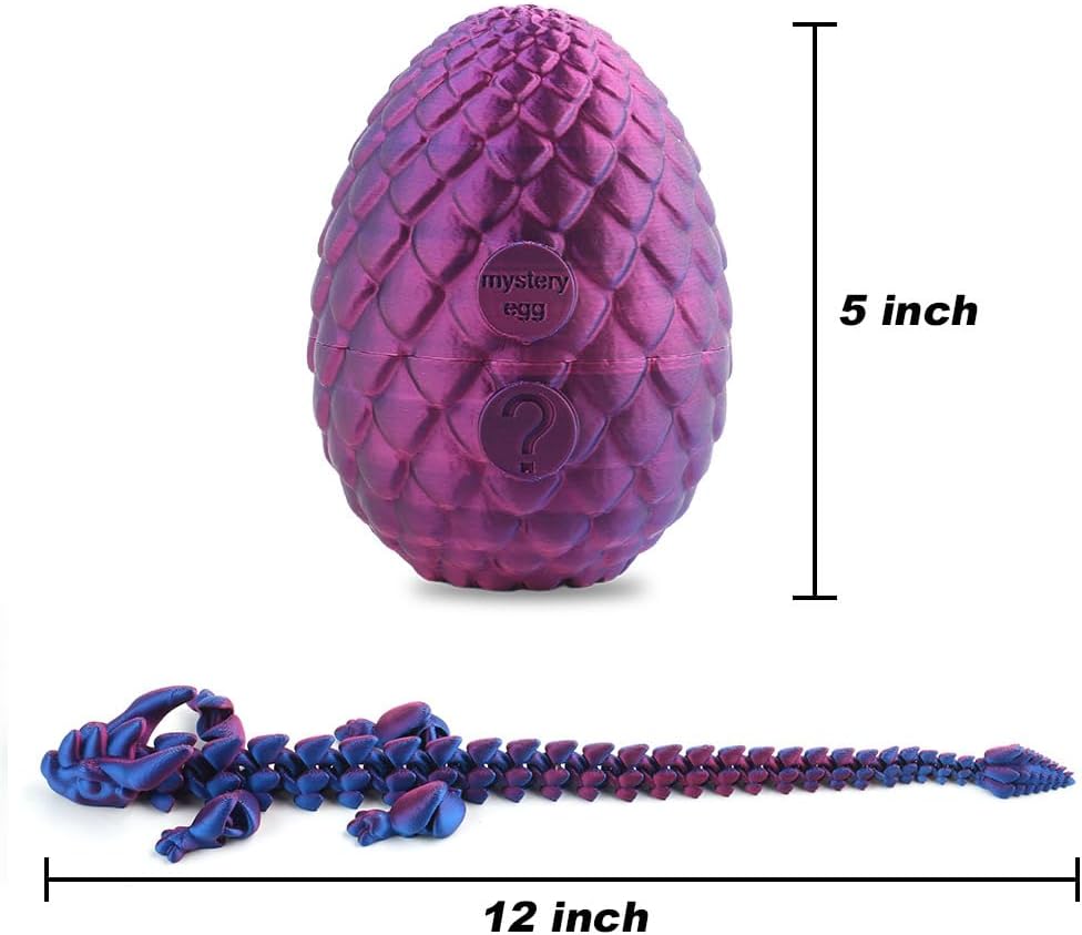 3D Printed Dragon, Articulated Crystal Dragon Egg Toy, Home Office Executive Desk Decor Fidget Toys