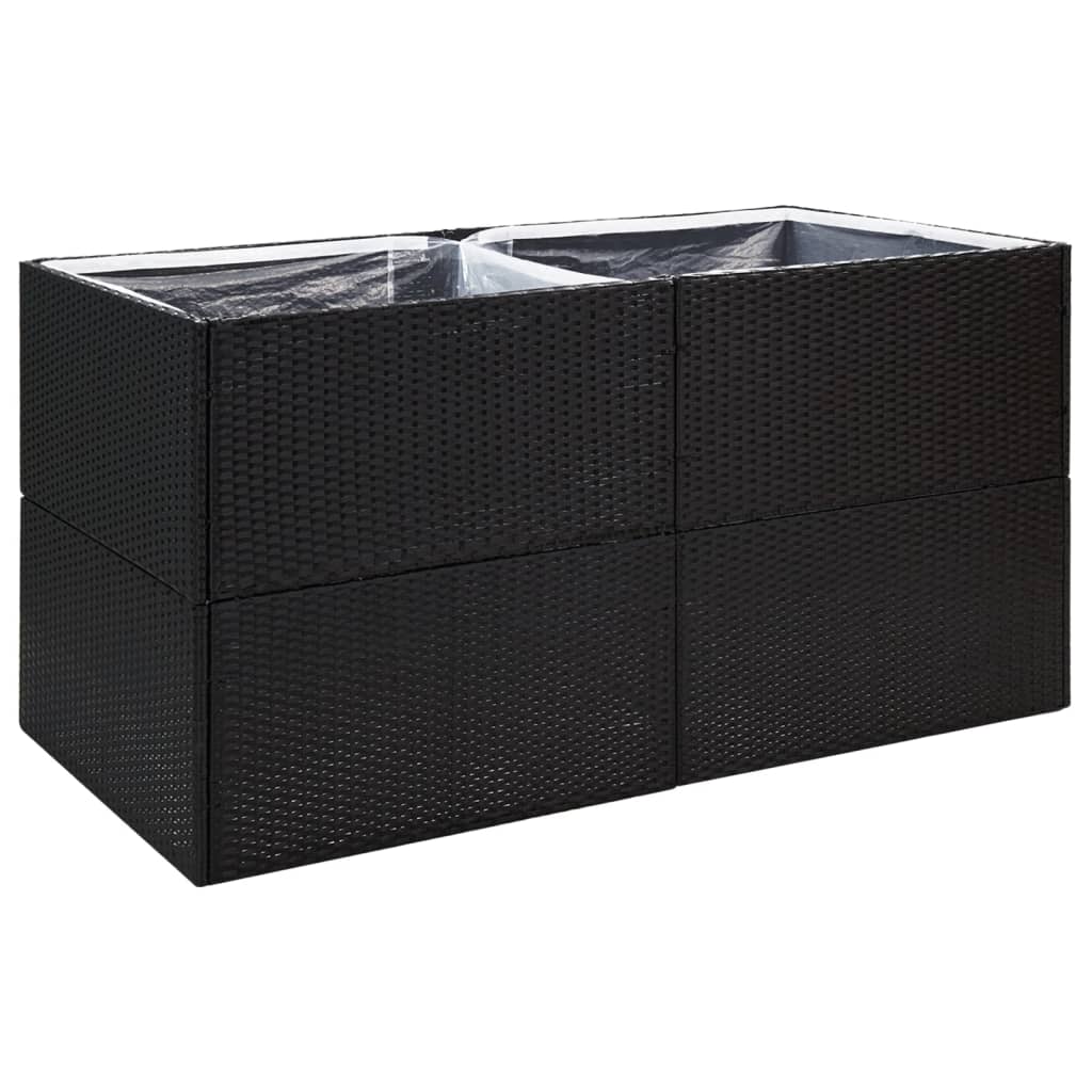 vidaXL Garden Planter Black 61.8&#x22;x31.5&#x22;x31.5&#x22; Poly Rattan
