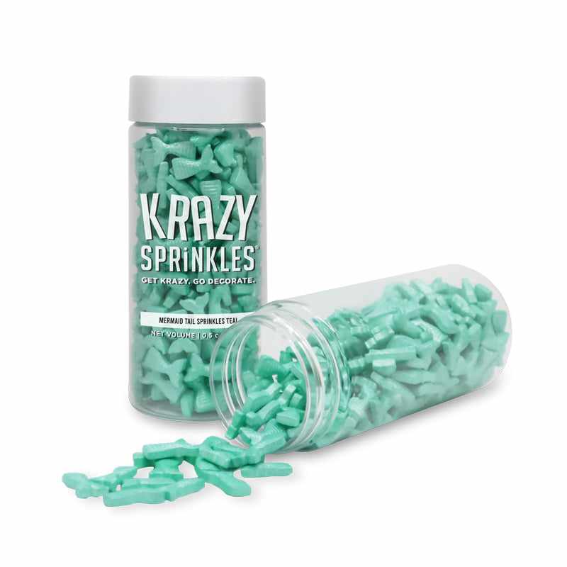 Krazy Sprinkles - Teal Mermaid Tails (1/2 Cup, 1x Jar) for Cakes, Ice Cream &#x26; Cookies