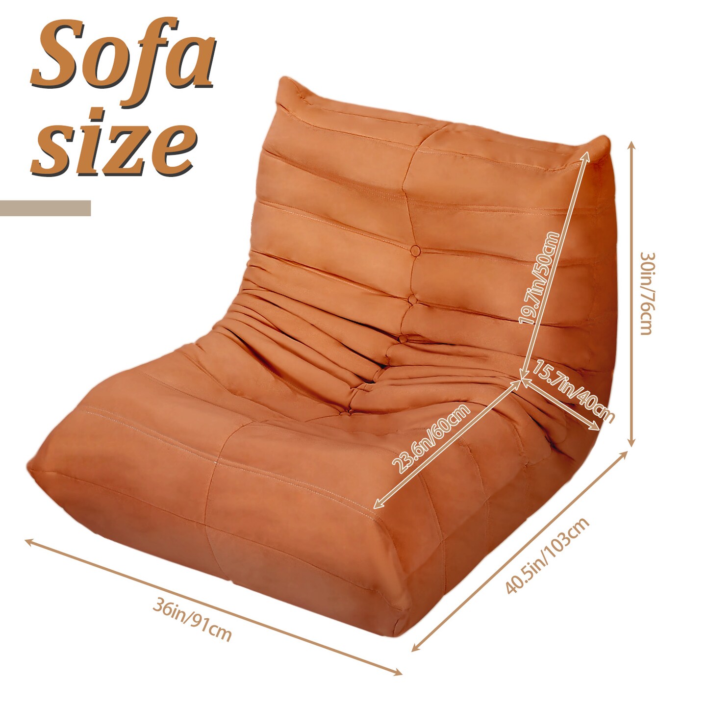 Memory Foam Tufted Lazy Caterpillar Sofa For Reading Room, Game Room, Living Room, Bedroom, Apartment, Lounge, Office