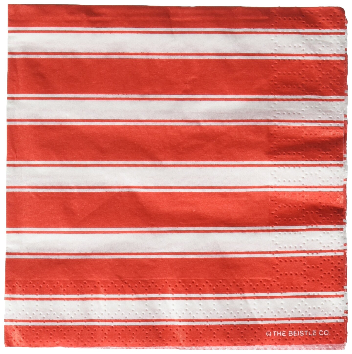 12-Pack Red &#x26; White Striped Beverage Napkins: Stylish, Durable, Festive