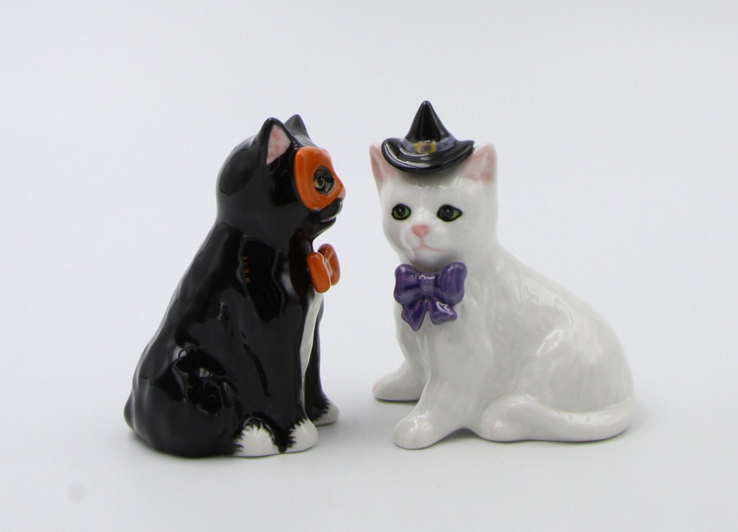 Ceramic Black and White Cats in Costumes Salt and Pepper, Home D&#xE9;cor, Gift for Her, Mom, Kitchen D&#xE9;cor, Cat Lovers Gift, Pet Loss Gift