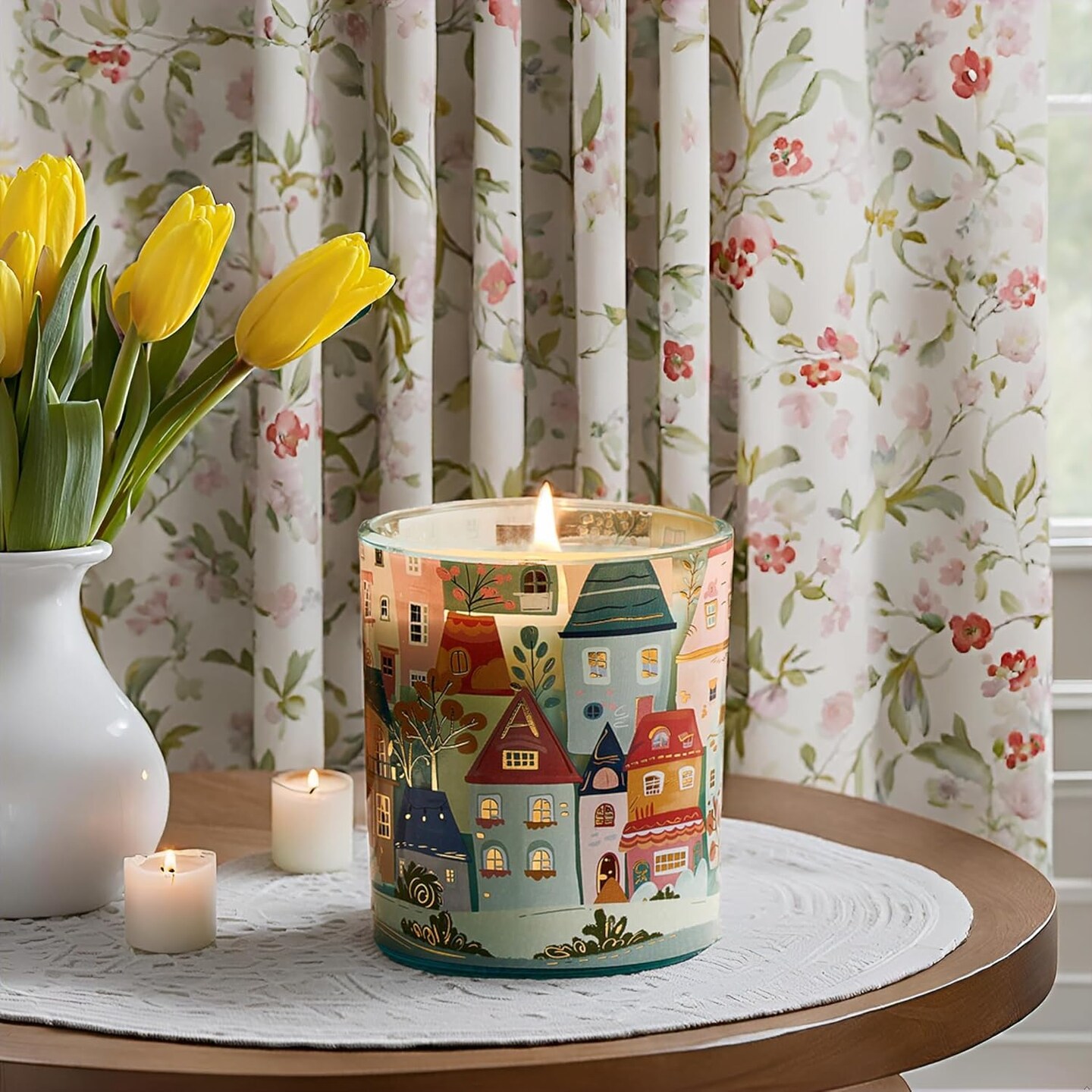 Fig Citrus Floral Scent Soy Wax Aesthetic Candles - 10.2 oz | Natural Fragrance for Home &Book Candles | for Housewarming, Hostess Gifts,Stress Relief 3.15"W x 3.94"H