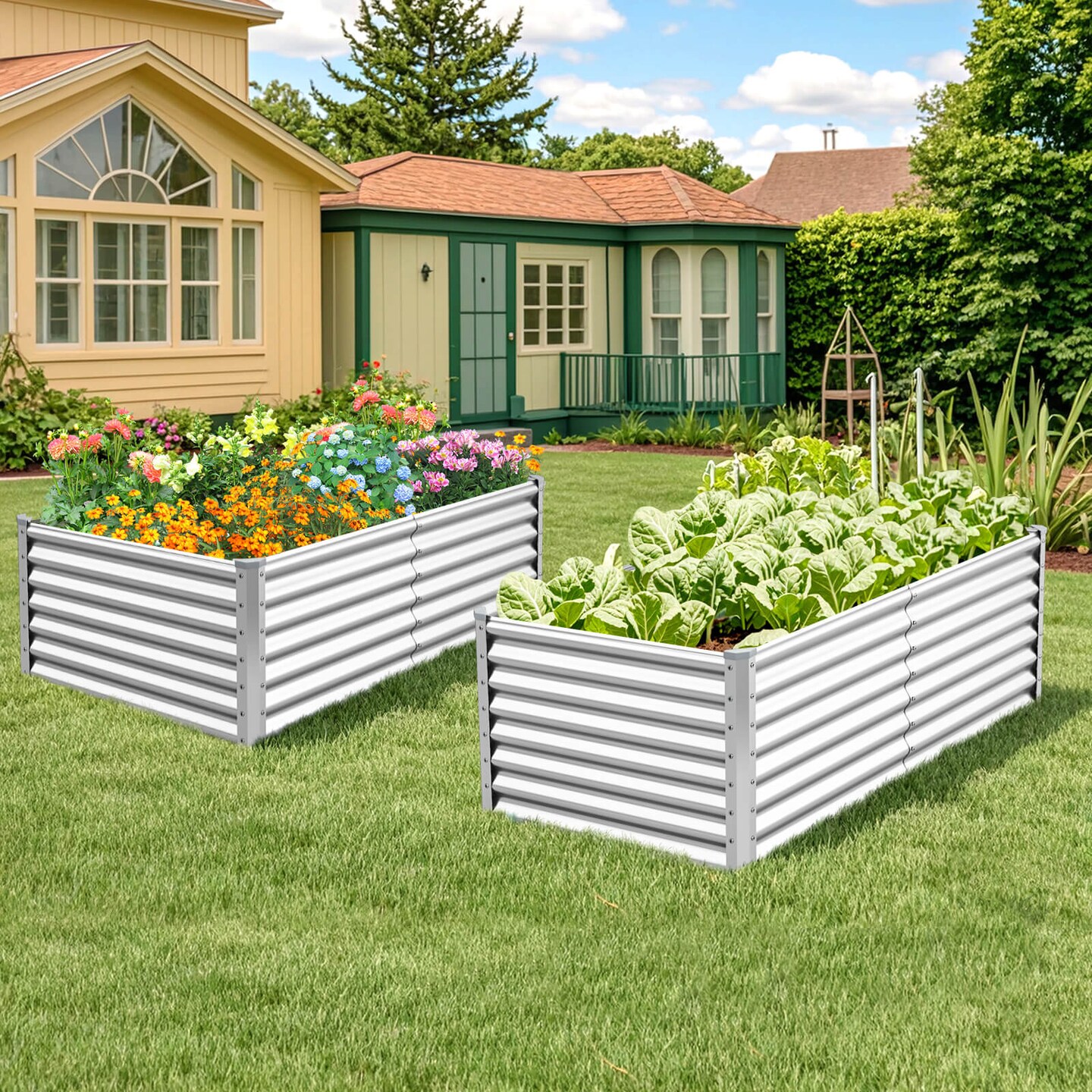 Costway Raised Garden Bed Large Metal Planter Box Kit for Vegetable Herb 6' x 3' x 2'