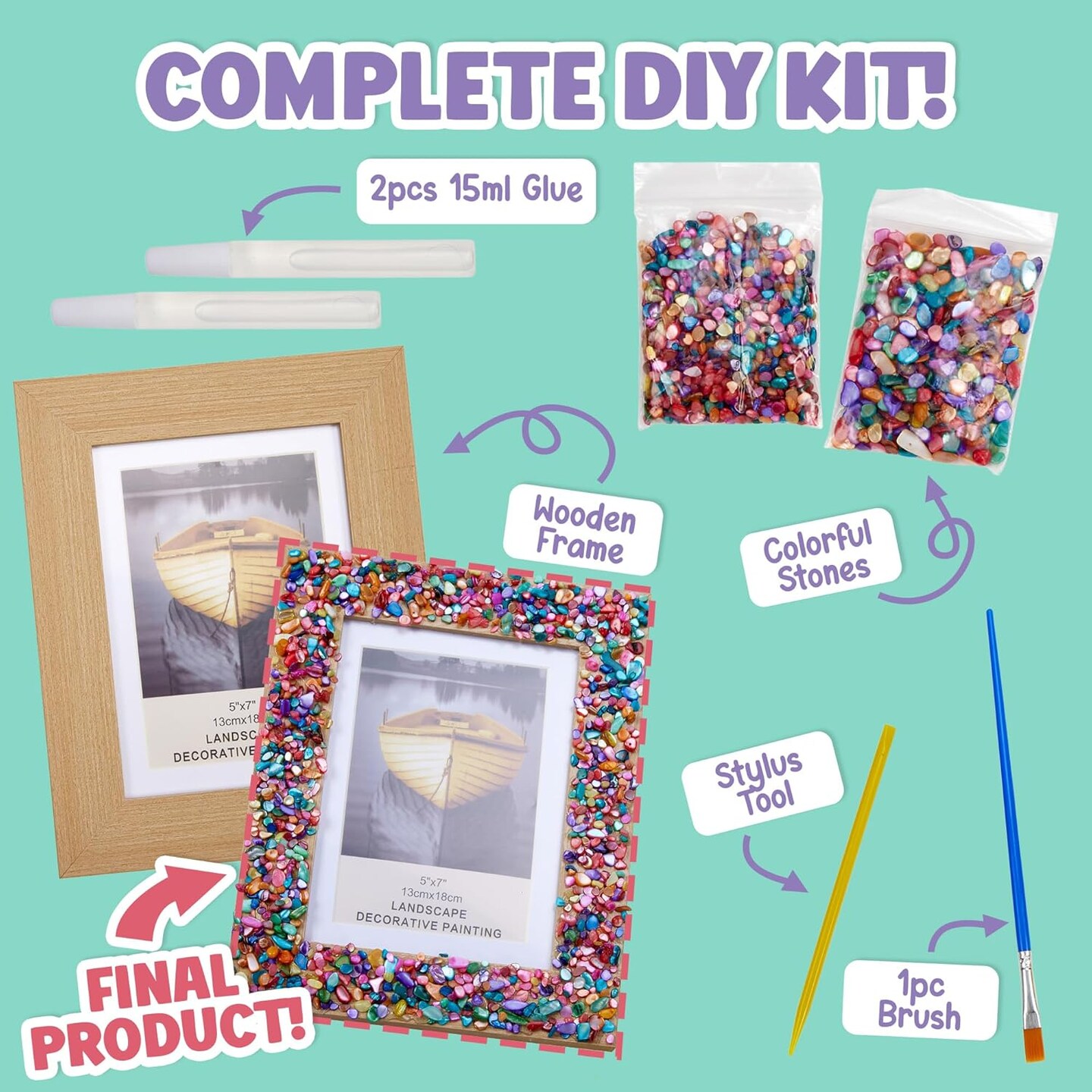 Kids Picture Frame Mosaic Craft Kit Craft DIY Arts &#x26; Crafts for Kids Frame Kit Great Birthday Gifts for 3 4 5 6 7 8 9 10 11 12 Year Old Holiday Christmas Gift for Girls