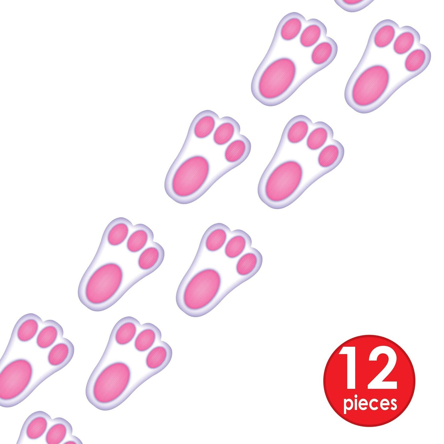 144 Piece Beistle Easter Bunny Paw Prints Peel &#x27;N Place Clings