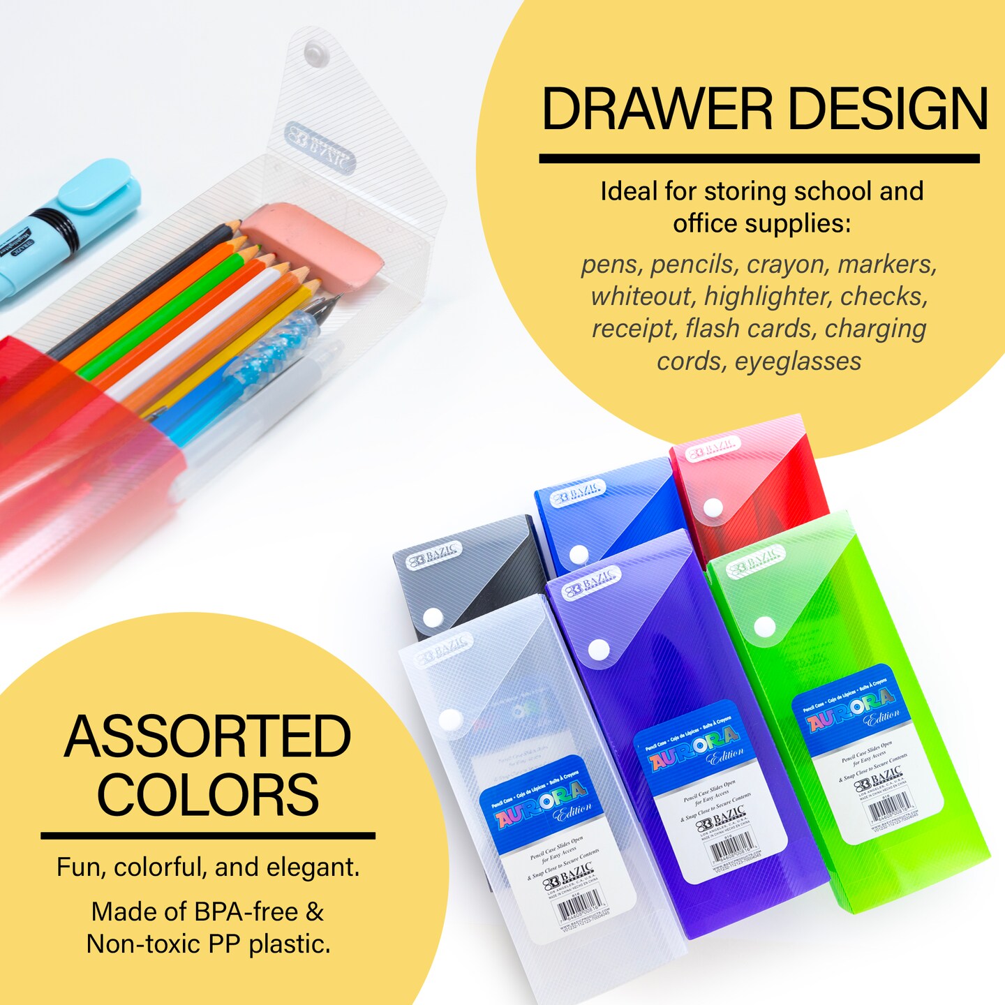 BAZIC Slider Pencil Case - Translucent