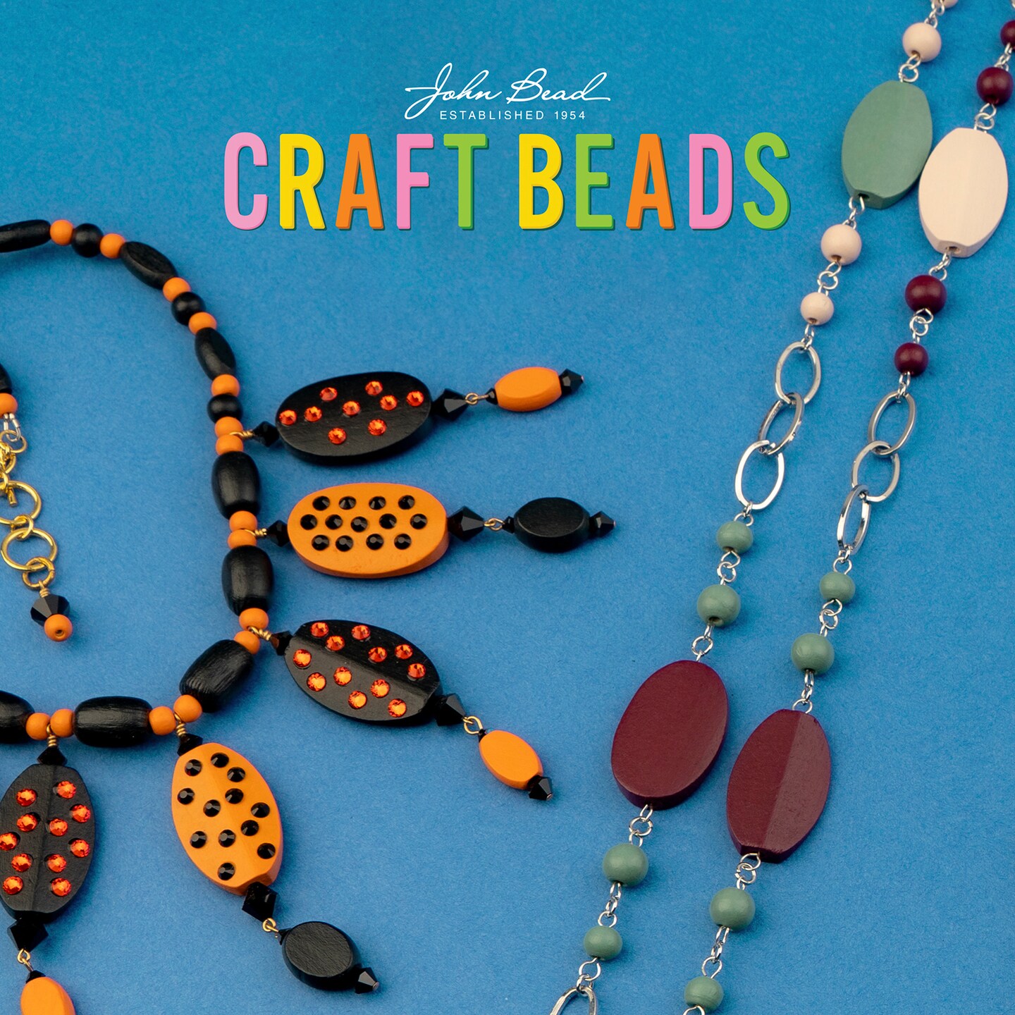 John Bead Craft Wood Beads with Elastic Nylon Cord, 90g