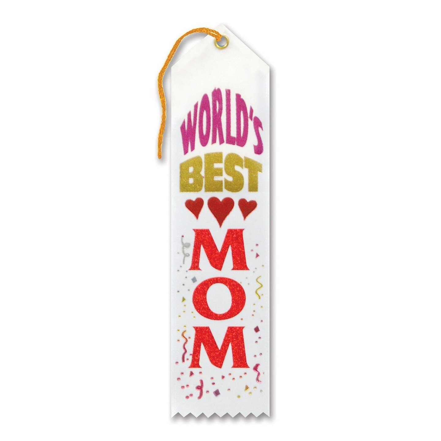 6 Pack Bulk World's Best Mom Mother's Day Award Ribbon - white