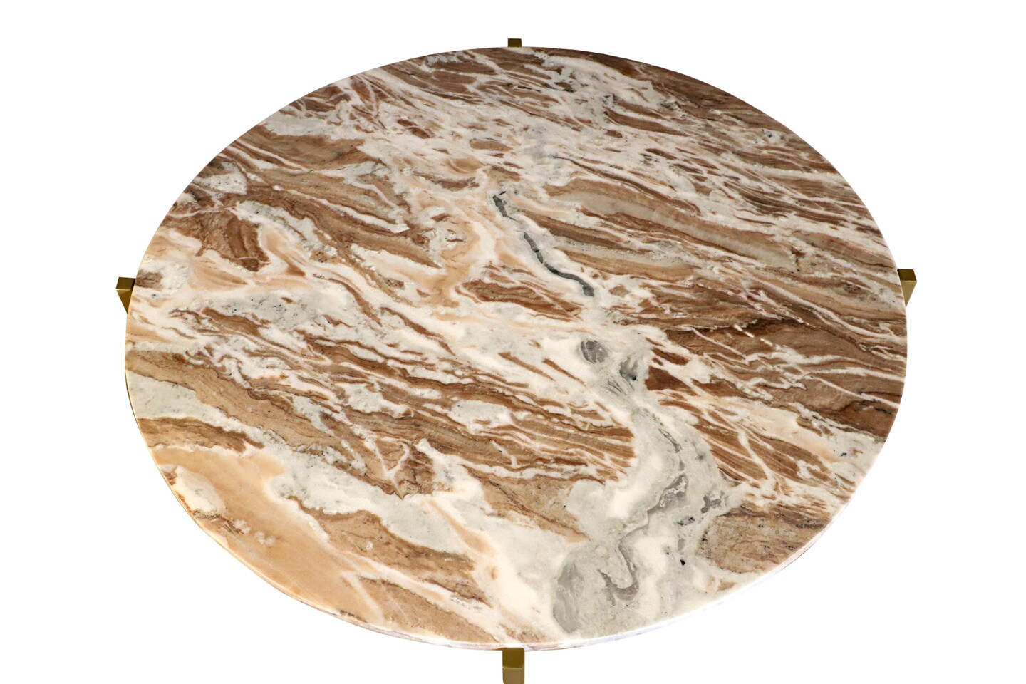 Brown Marble Nesting Coffee Table with Golden Metal Frame (6.5&#x22; Height) | Elegant &#x26; Sturdy Low-Profile Table | Space-Saving Modern Design | Perfect for Living Room, Lounge, Office &#x26; Home D&#xE9;cor