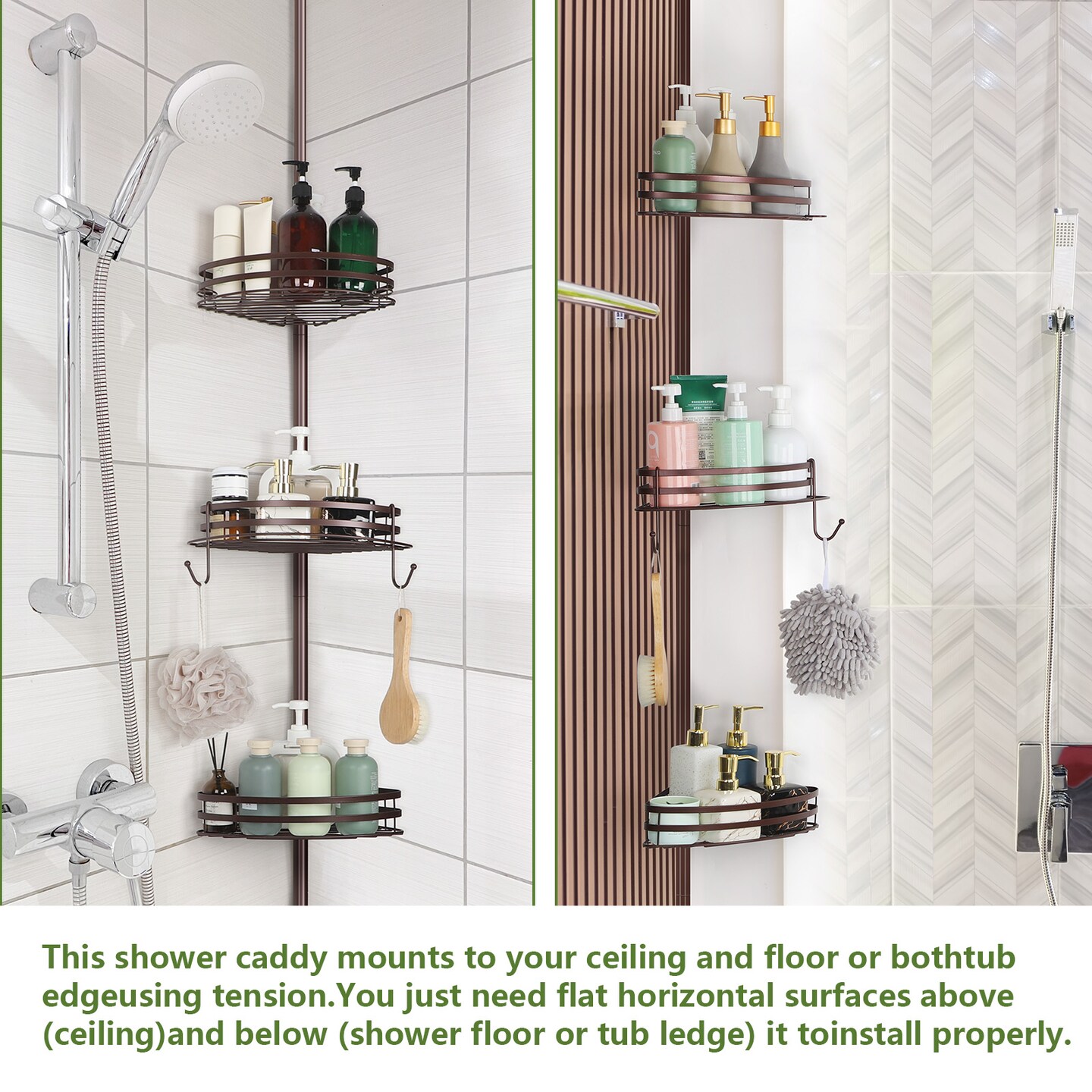 3-Tier Adjustable Corner Shower Caddy Extendable Bathroom Organizer for Shampoo, Soap &#x26; Towels Perfect for Laundry Room &#x26; Bedroom Storage