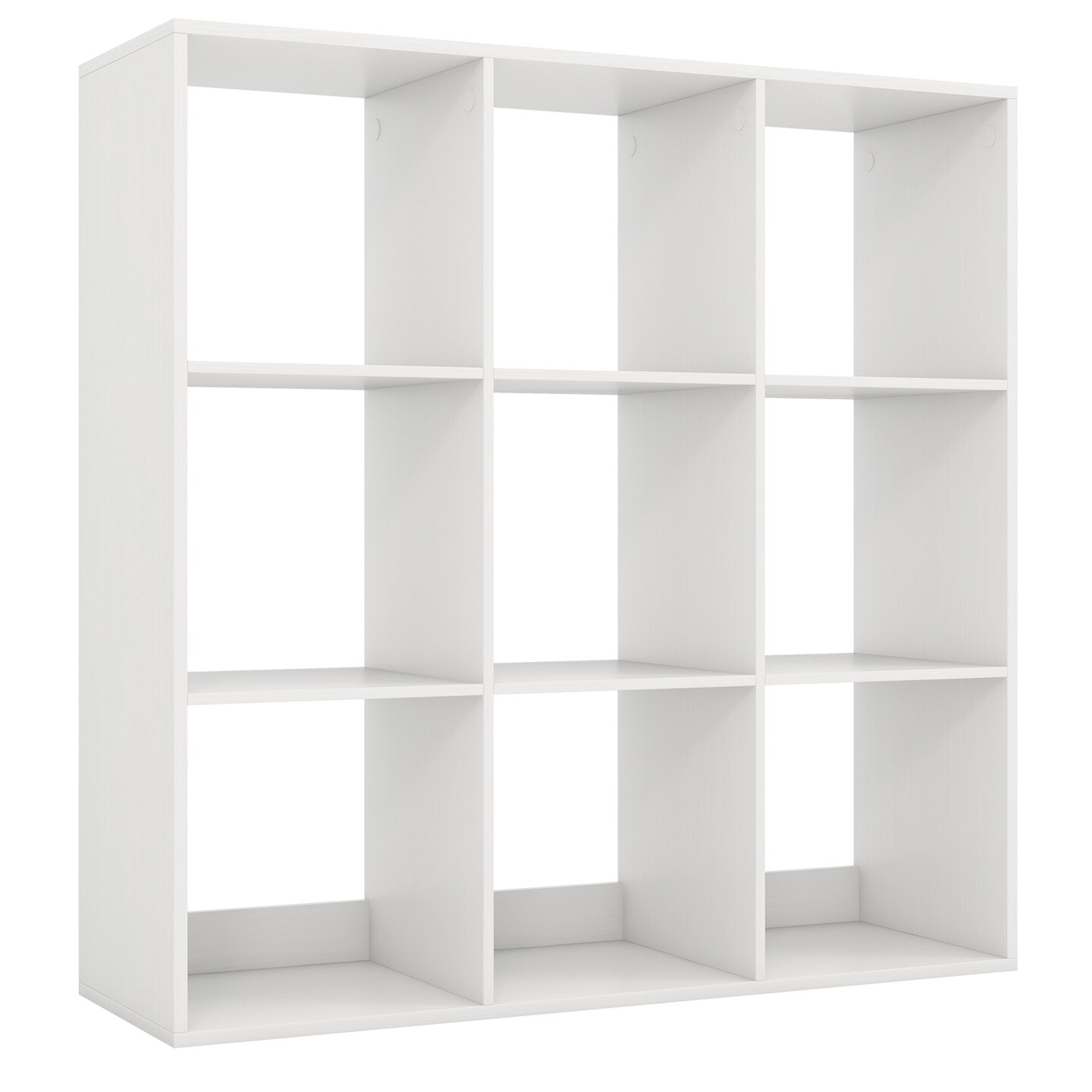 White 9 Storage Cube Bookshelf with Back Guardrail for Living Room or Bedroom
