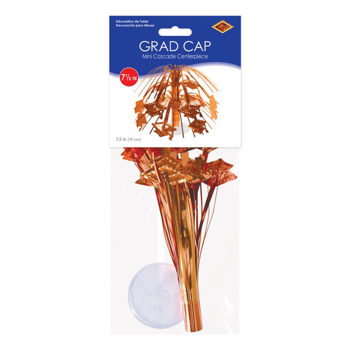 12 Pack Beistle Orange Grad Cap Mini Cascade Centerpiece