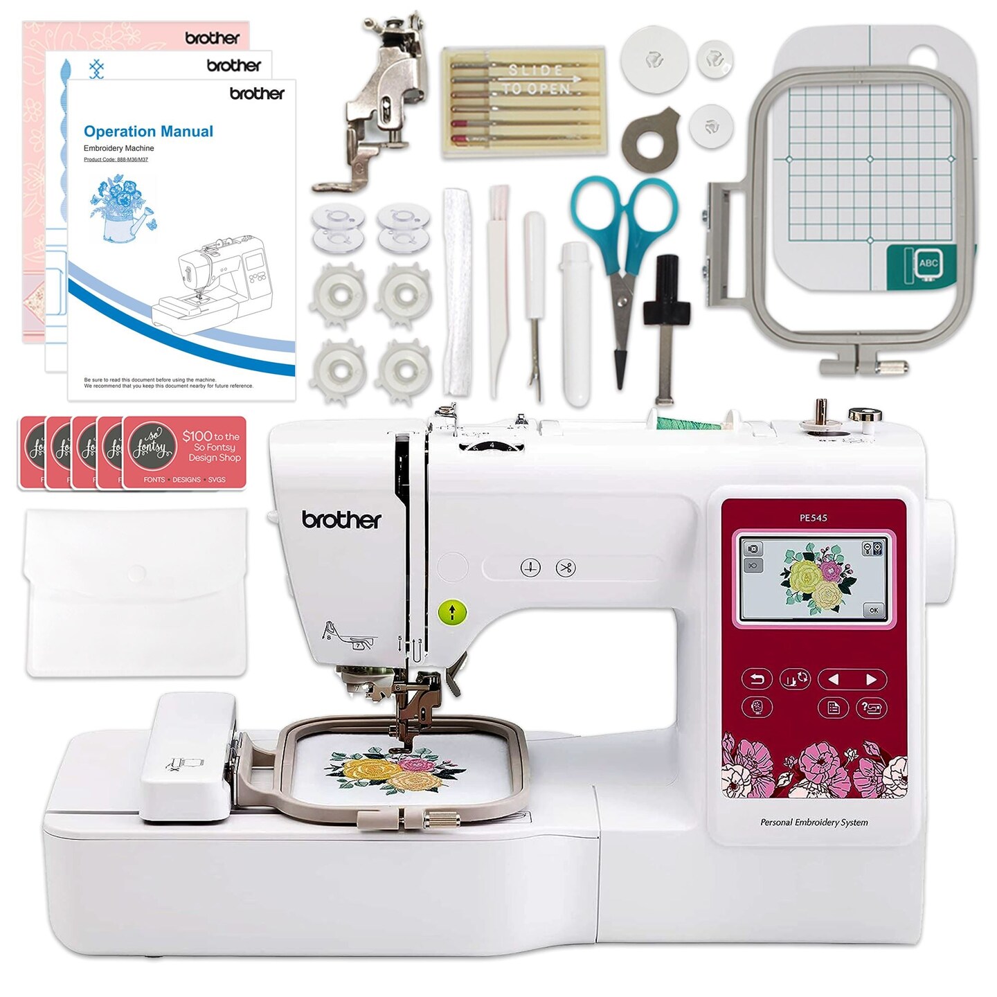 Brother PE545 Embroidery Machine with w/ Thread &#x26; 200+ Accessories