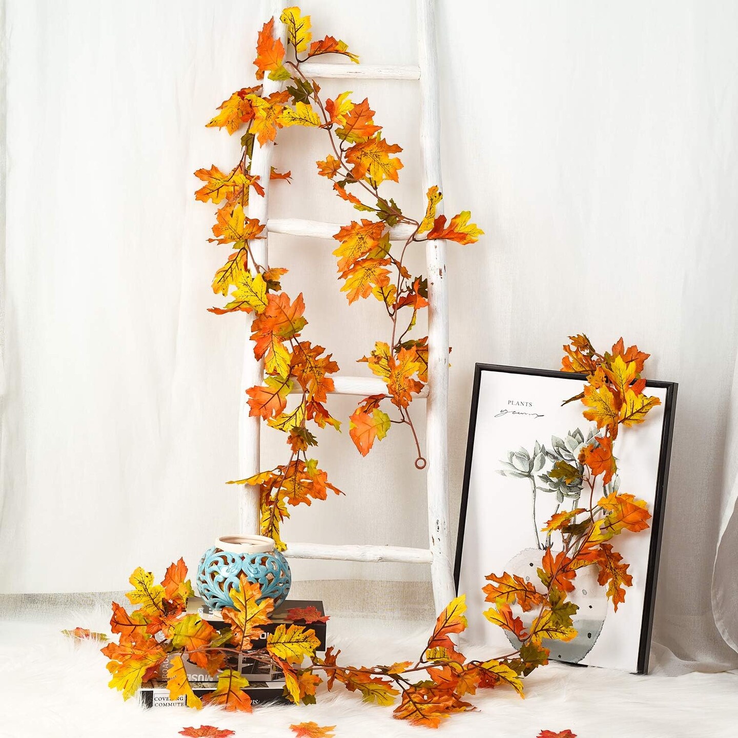 2 Pack Fall Garland Maple Leaf - Yellow