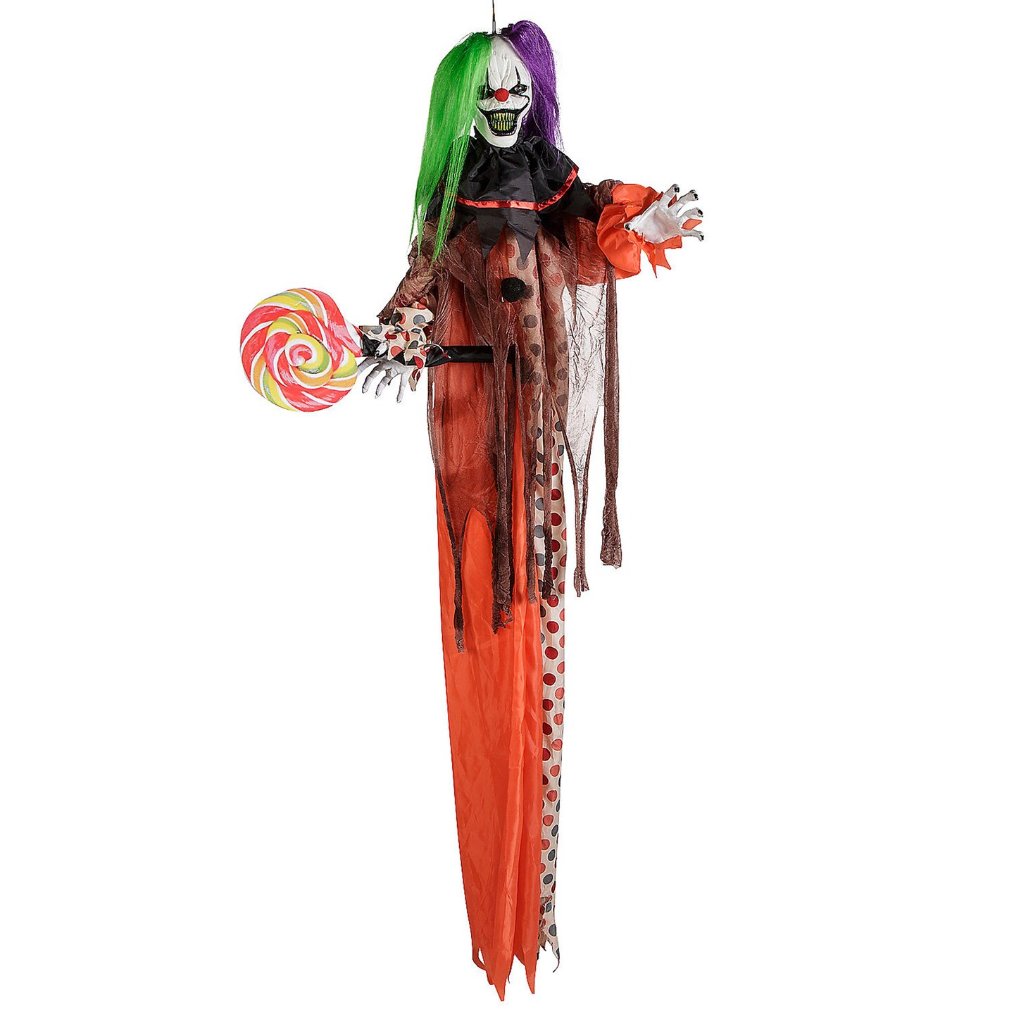 53 1/4&#x22; Animated &#x26; Light Up Clown Hanging Halloween Decoration