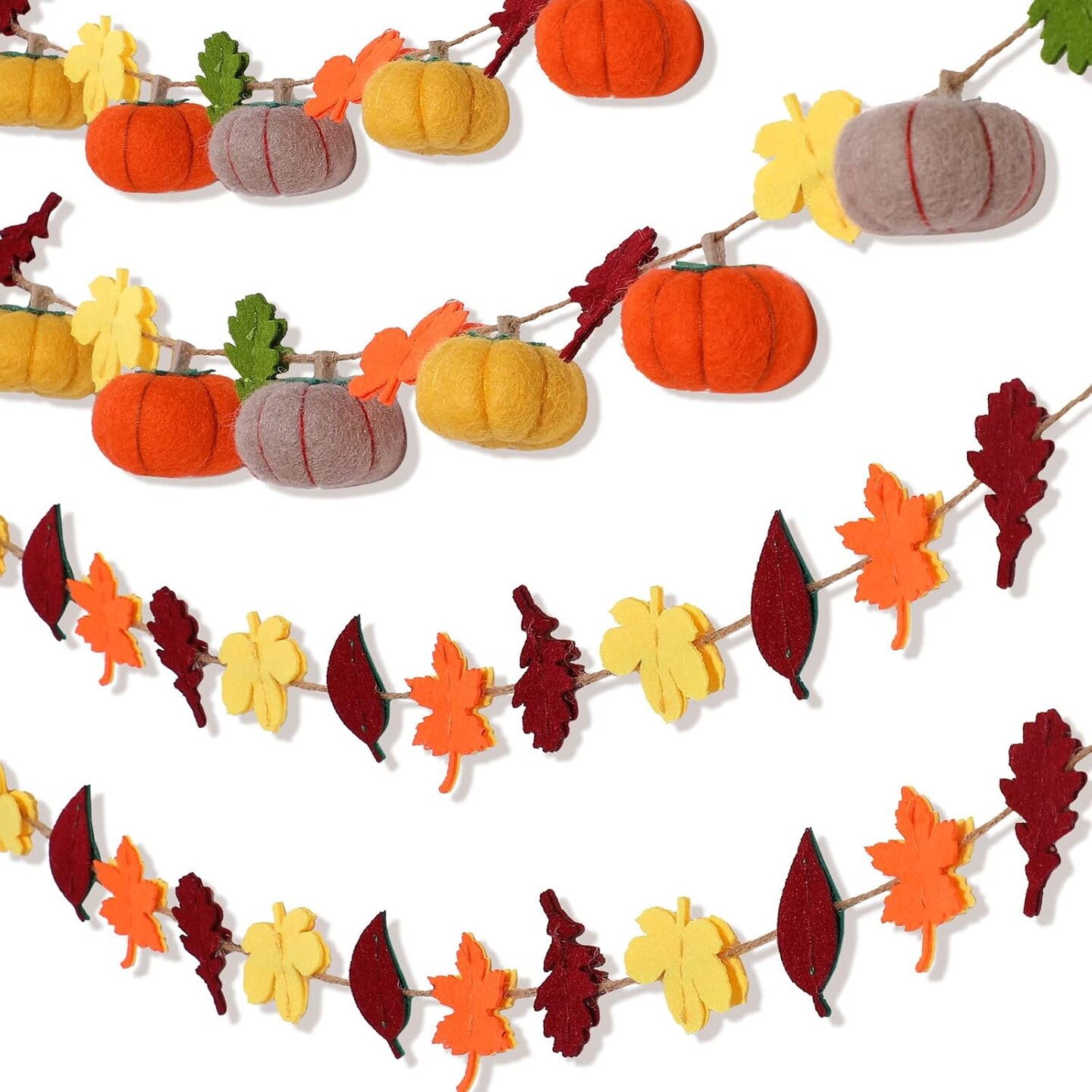 Pumpkin Maple Leaves Fall Felt Garland