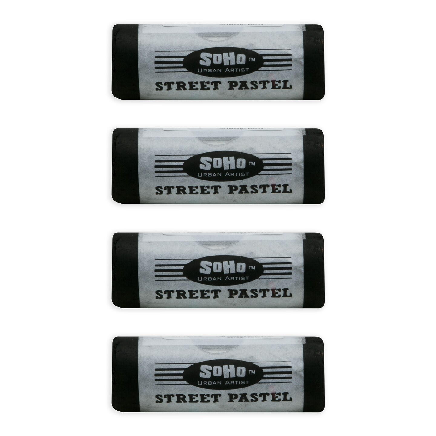 SoHo Urban Artist Professional Oil Pastels - Jumbo Street Pastel Pack of 4 Deep Black, 1" Diameter, 2.7" Length, Non-Toxic, Brilliant Pigments, Ideal for Pavement, Less Crumbling than Sidewalk Chalk