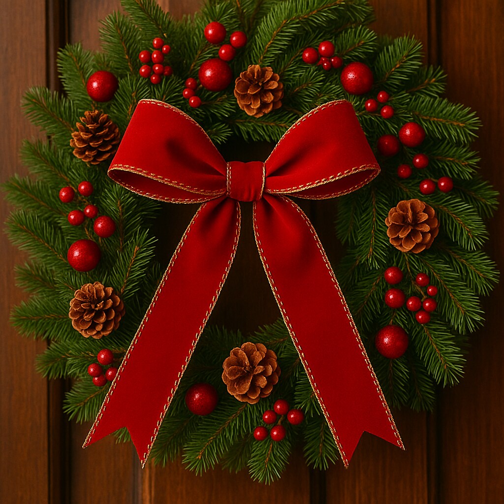 Designer’s Shop WR 63-5111 Holiday Velvet Red with Metallic Gold wired edge ribbons (2.5” x 10 yards)