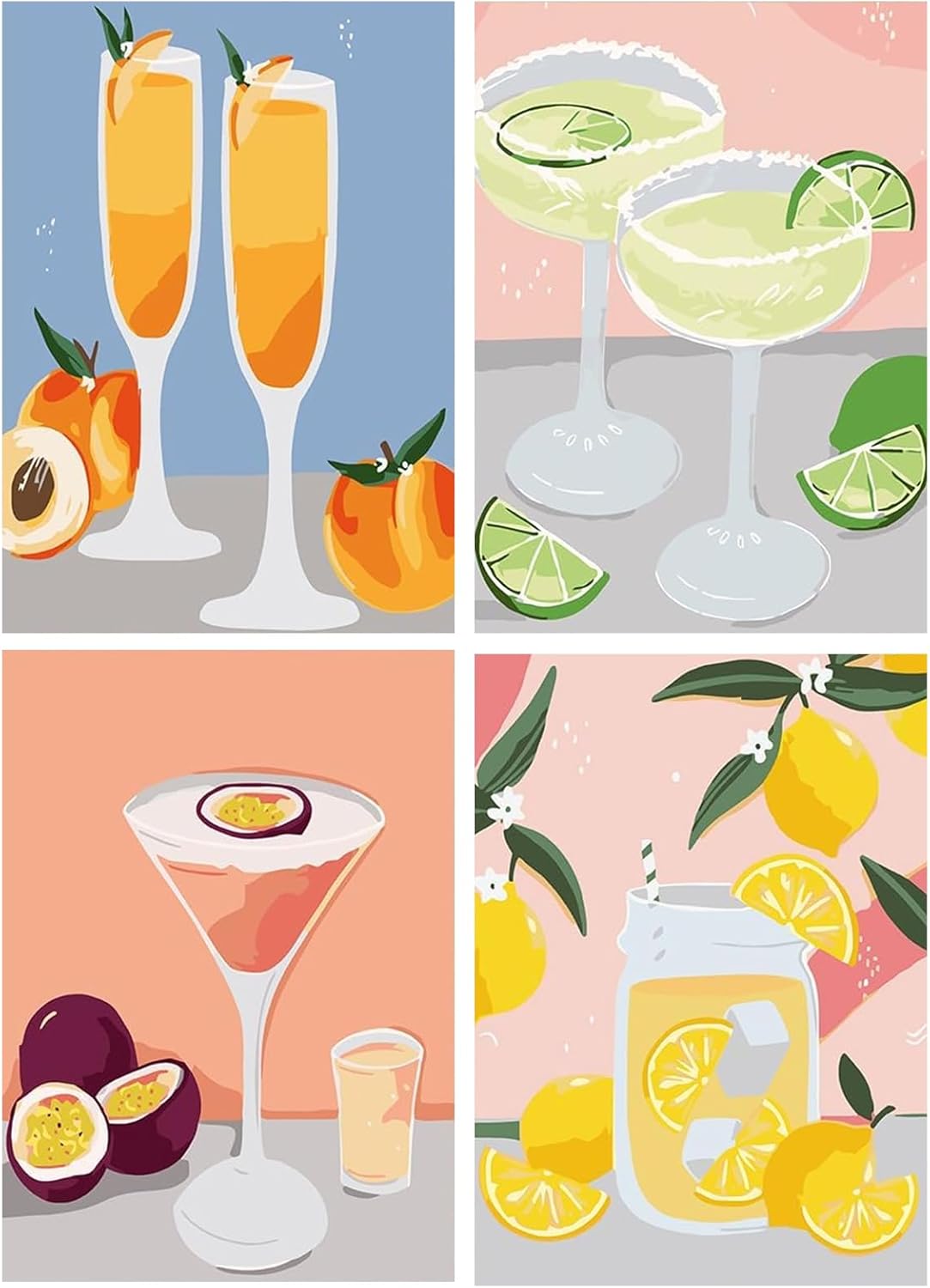 4 Pcs Diamond Art Kits DIY Painting for Adult (Cocktail Glass)