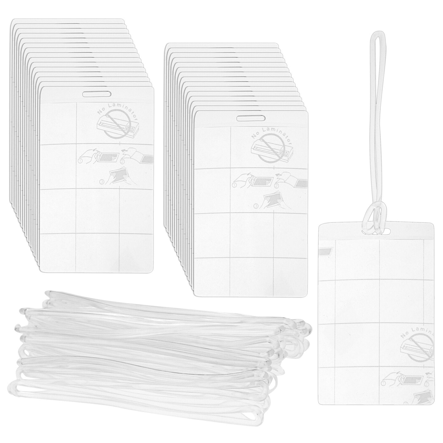 Juvale 30-Pack Self Laminating Luggage Tags with Loops, Pouches, and Paper Inserts for Identification Badges and Business Cards when Traveling (4.1x2.6 in)