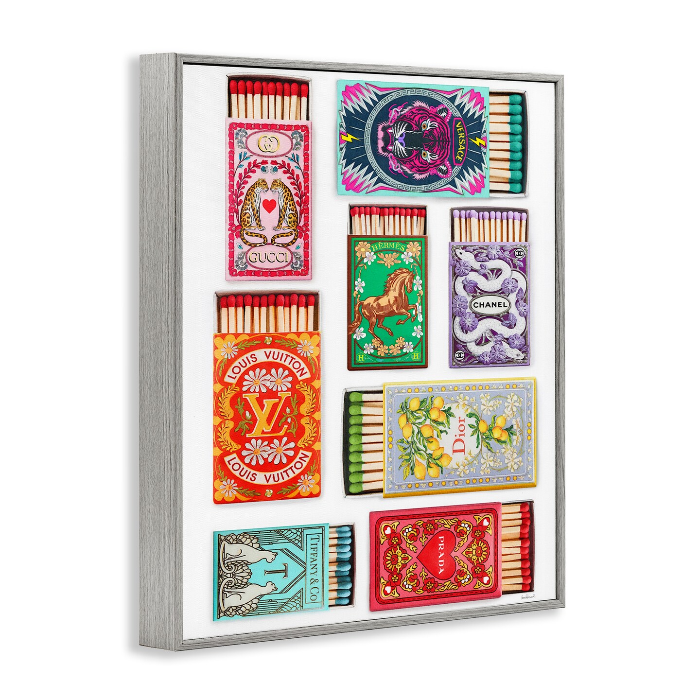 Stupell Industries Iconic Fashion Brands Matchboxes Framed Giclee By Amanda Greenwood