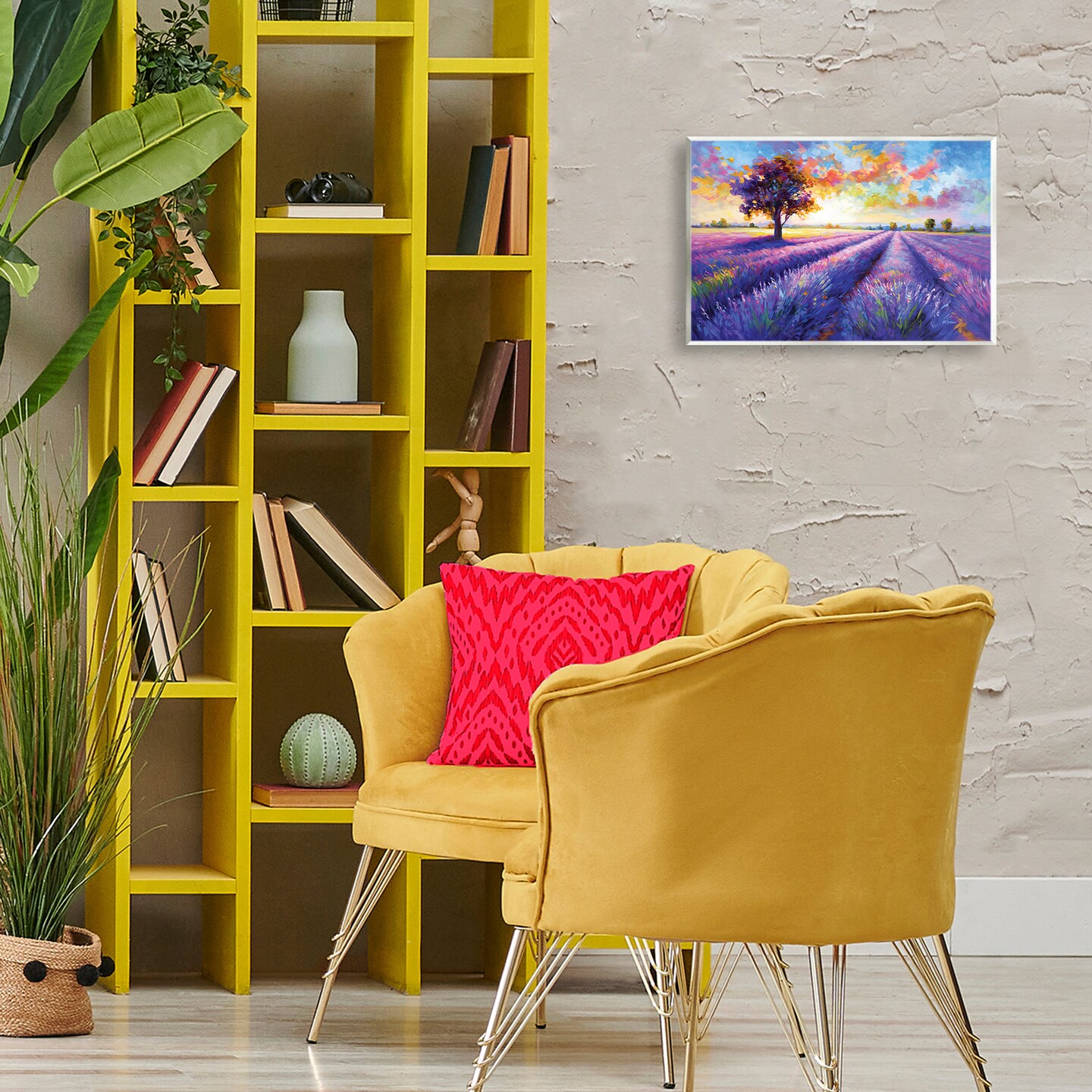 Stupell Industries Lavender Field Landscape Sunset Wall Plaque By Leon Devenice