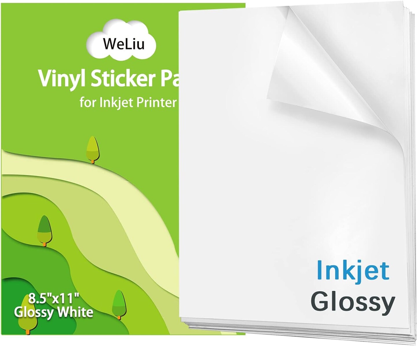 21 Waterproof Glossy White - Printable Vinyl Sticker Paper for Inkjet Printer