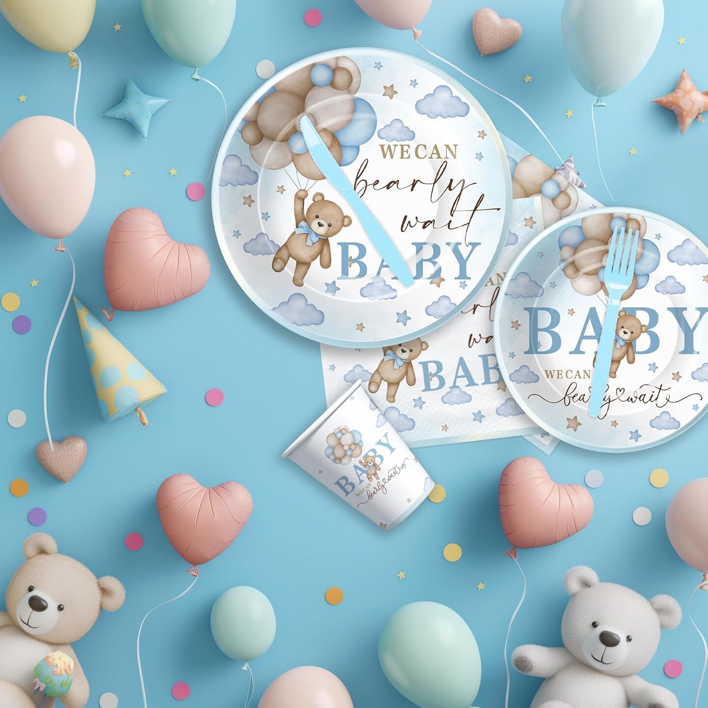 Bear Baby Shower Decorations Tableware - We Can Bearly Wait Baby Shower Decorations