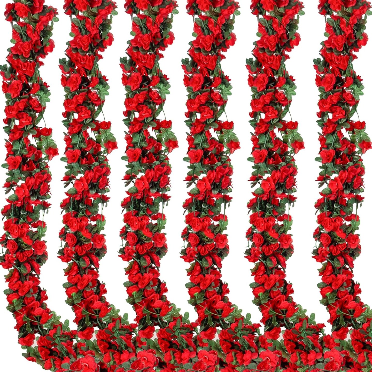 5Pcs 41FT Artificial Red Flower Garland