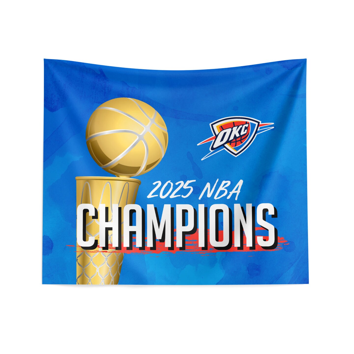 NBA Oklahoma City Thunder 2025 Champs Banner Up Printed Wall Hanging