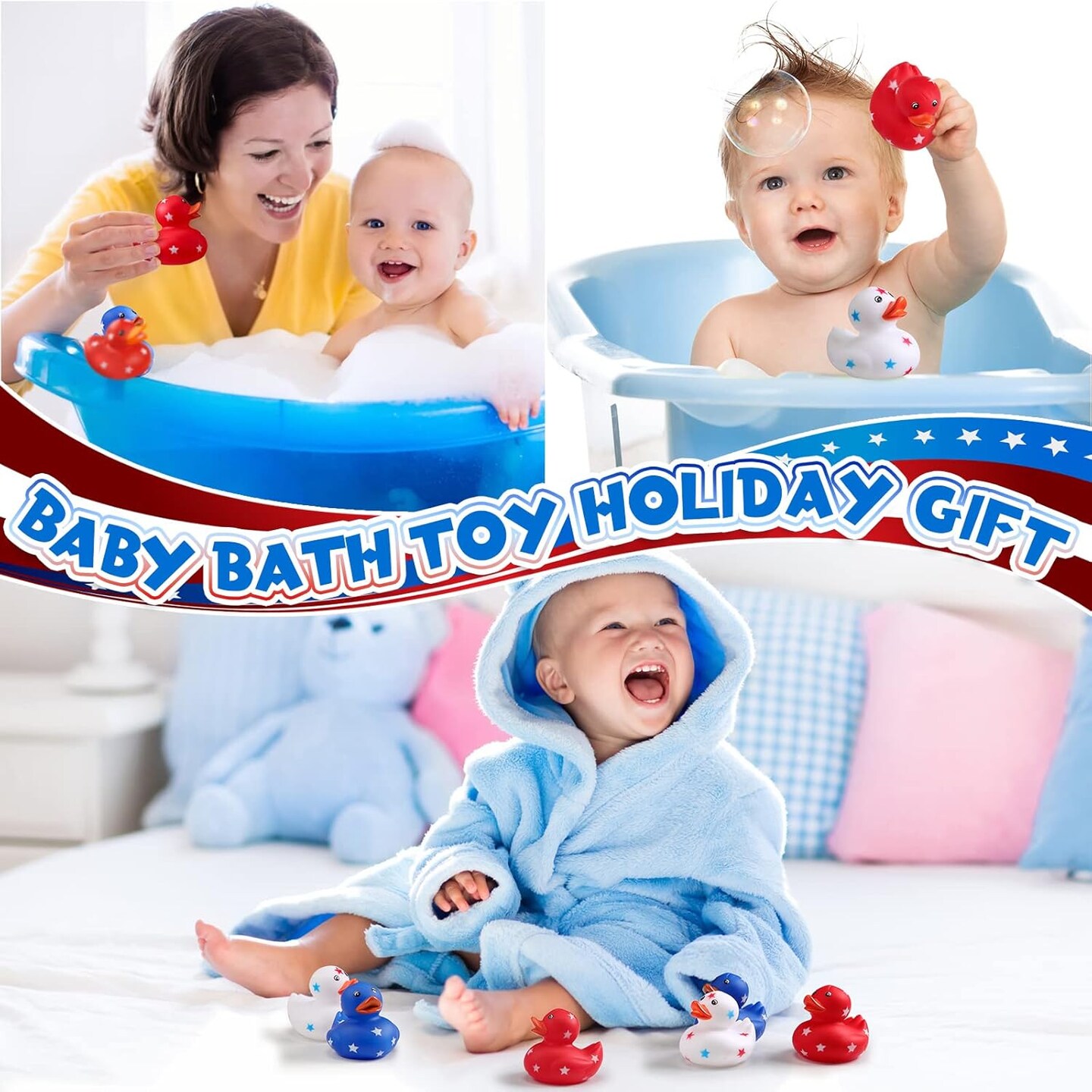 Independence Day 2 Inch Patriotic Rubber Ducks Float Small Rubber Ducks Shower Rubber Ducks Star Rubber Ducky