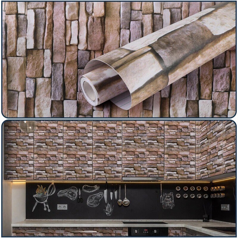 3D Brick Stone Peel &#x26; Stick Self-Adhesive Wallpaper