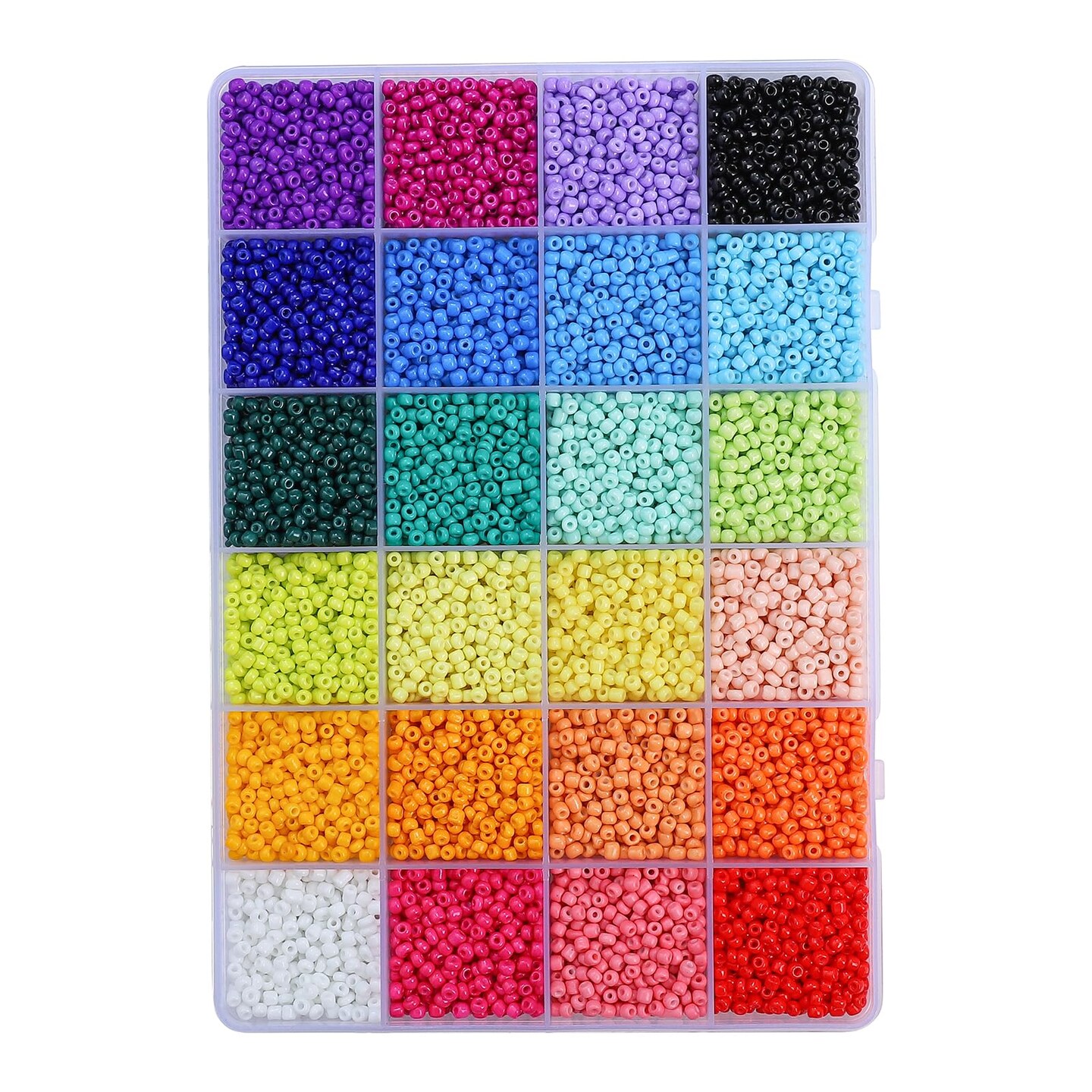 John Bead Assorted 24 Colors Glass Seed Beads 8/0 Jewelry Making Bead Box, 300g