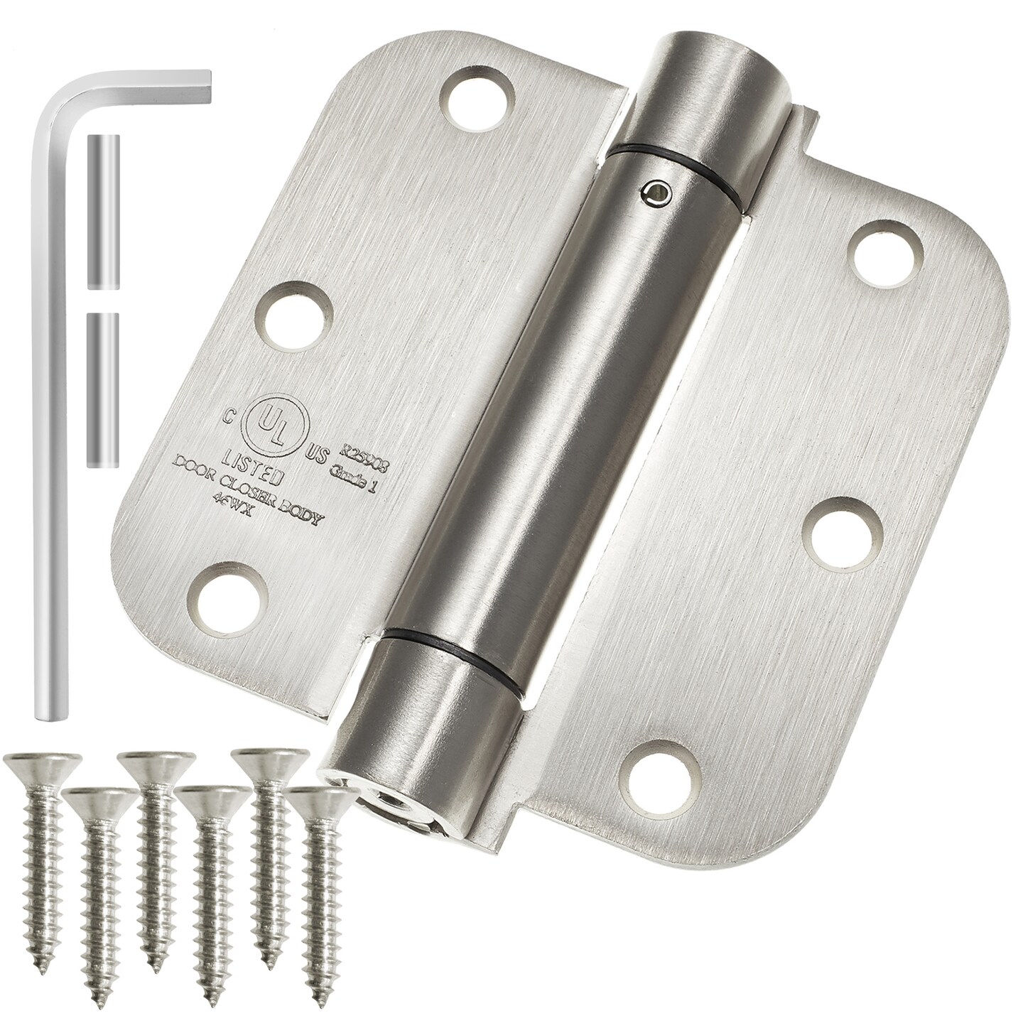 Cauldham (2 Pack) Heavy-Duty 3-1/2" Self-closing Spring Door Hinge with 5/8" Radius Corners, UL Listed