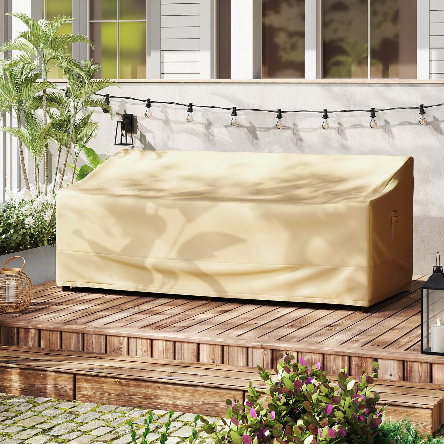 Costway Patio 77''x43'' 3-Seater Outdoor Deep Couch Sofa Cover Waterproof Handle Air Vent
