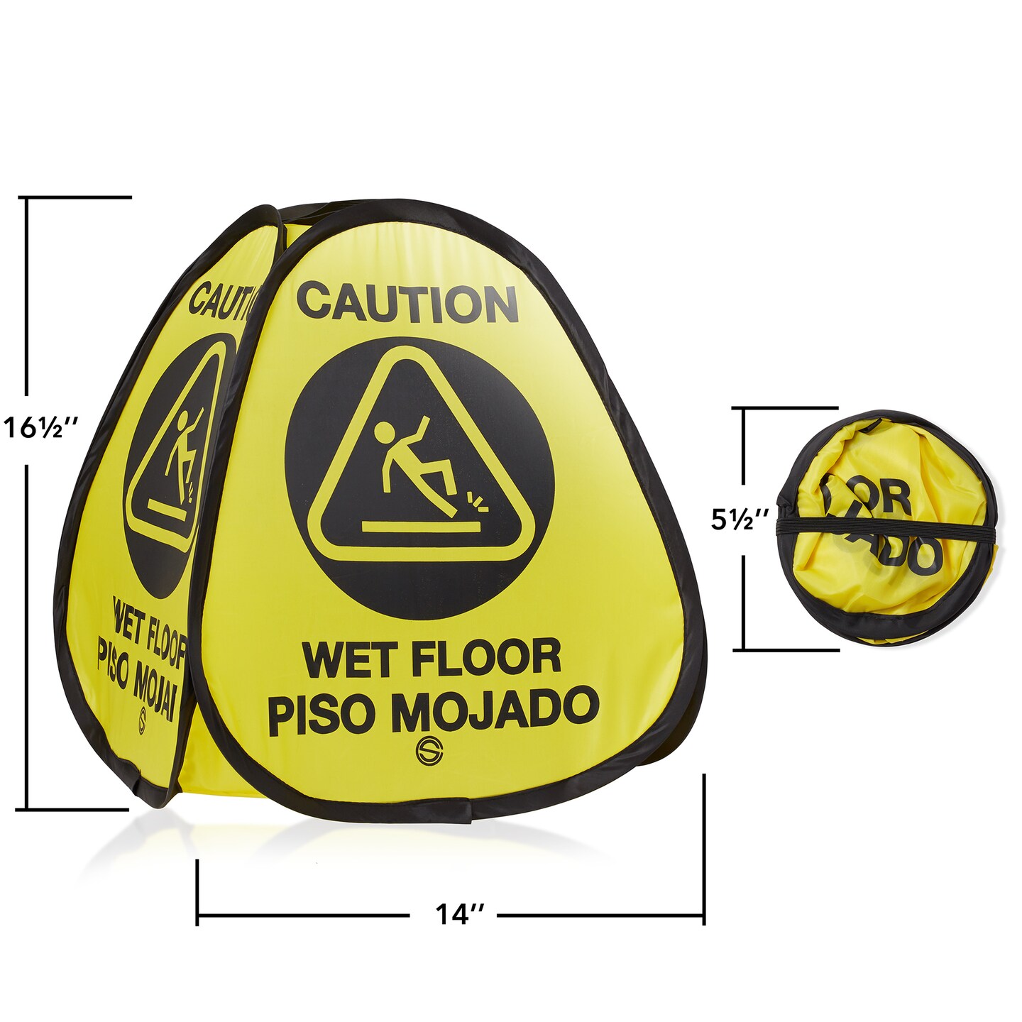 Dryser 3-Pack 16&#x22; Pop-up Caution Wet Floor Signs -&#xA0;Yellow&#xA0;4-Sided English/Spanish Warnings