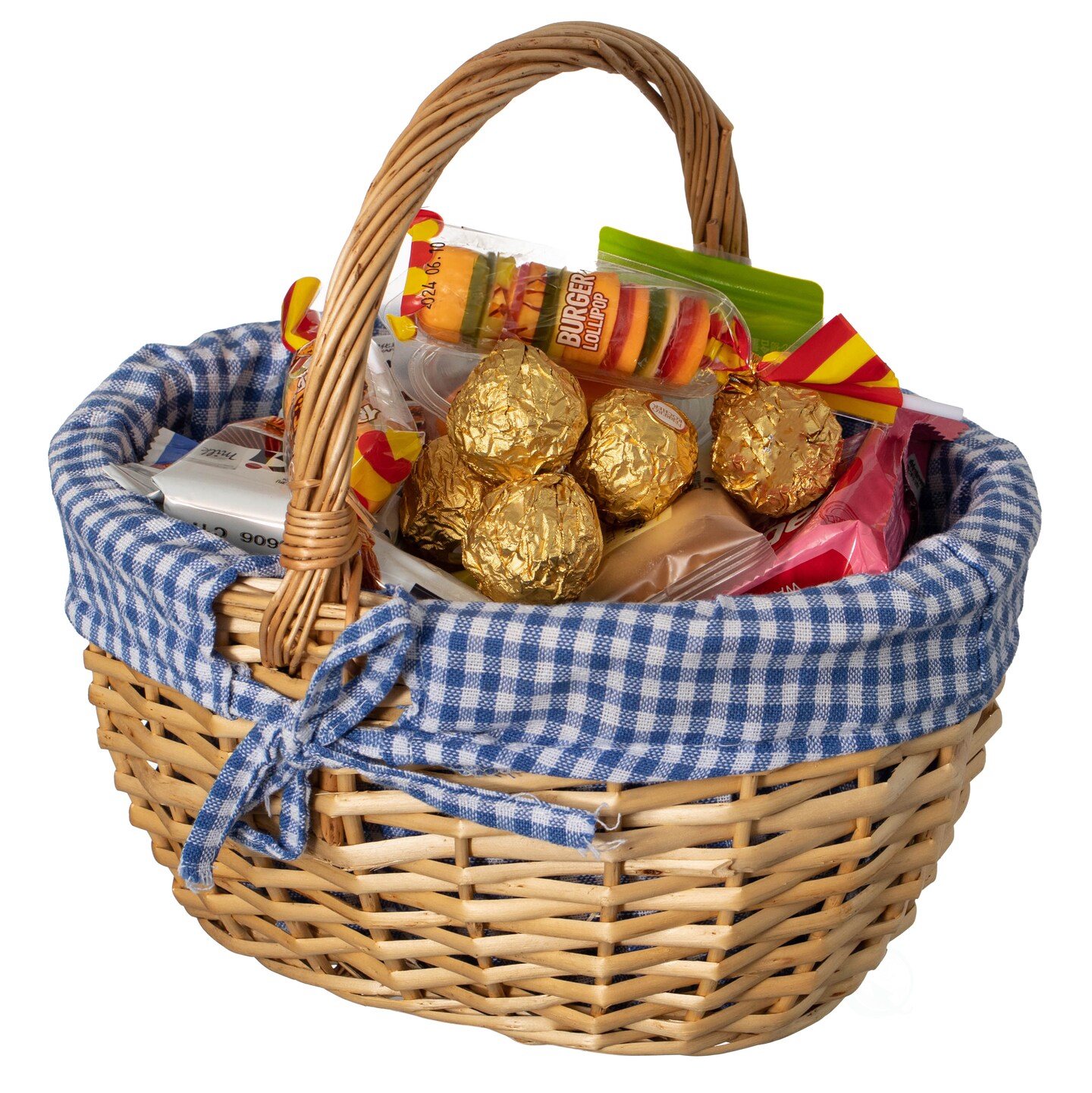 Wickerwise Picnic Basket with Handle, and Washable Plaid Liner - Ideal for Outdoor Adventures, Photoshoots and Home Décor - Perfect Gift Basket for Weddings and Holidays like Halloween