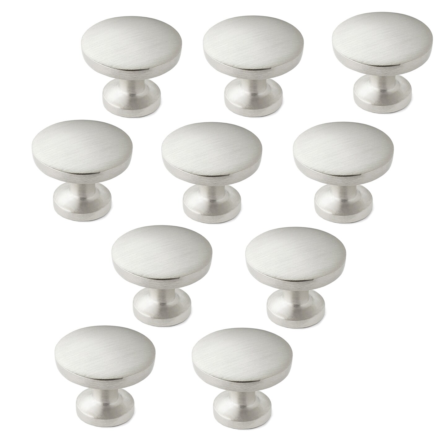 Cauldham Solid Round Kitchen Cabinet Knobs Pulls (1-1/8&#x22; Diameter) - Dresser Drawer/Door Hardware - Style R126 - Satin Nickel