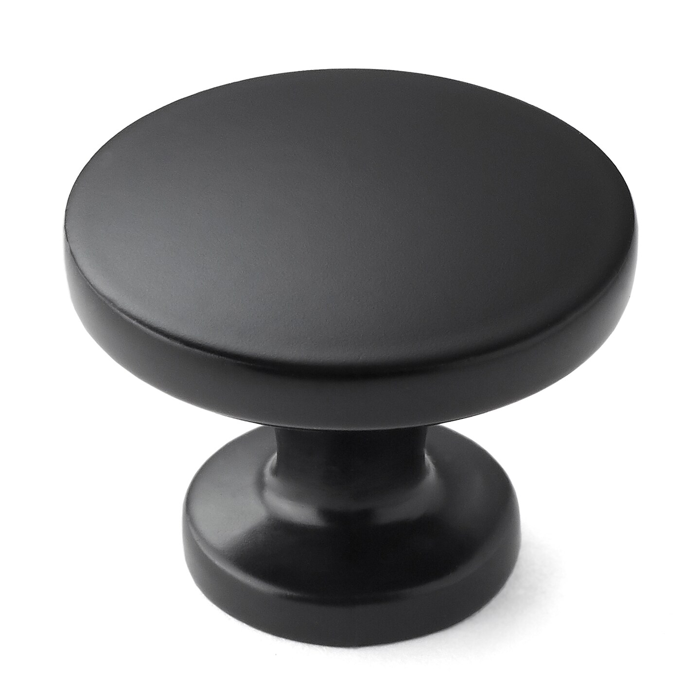 Cauldham Solid Round Kitchen Cabinet Knobs Pulls (1-1/8&#x22; Diameter) - Dresser Drawer/Door Hardware - Style R126 - Matte Black