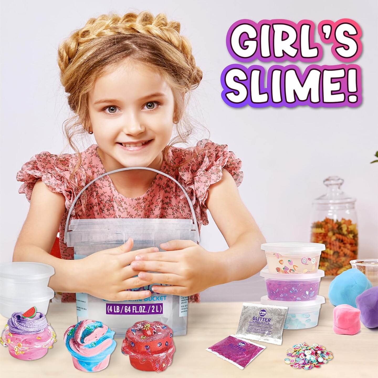 4 LB Premade Big Bucket Crystal Slime Pack with 29 Sets Add-ins