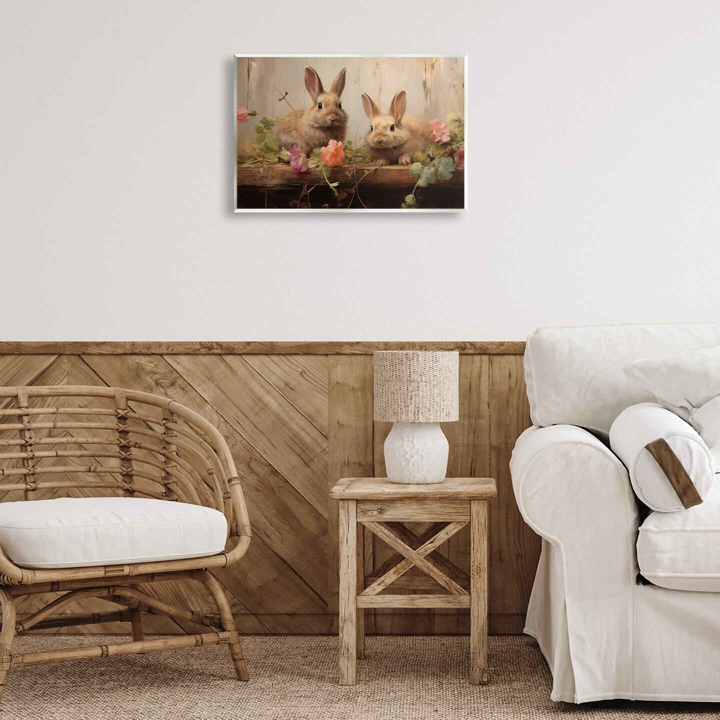 Stupell Industries Easter Bunnies with Garden Blooms Wall Plaque By Arlington Prints