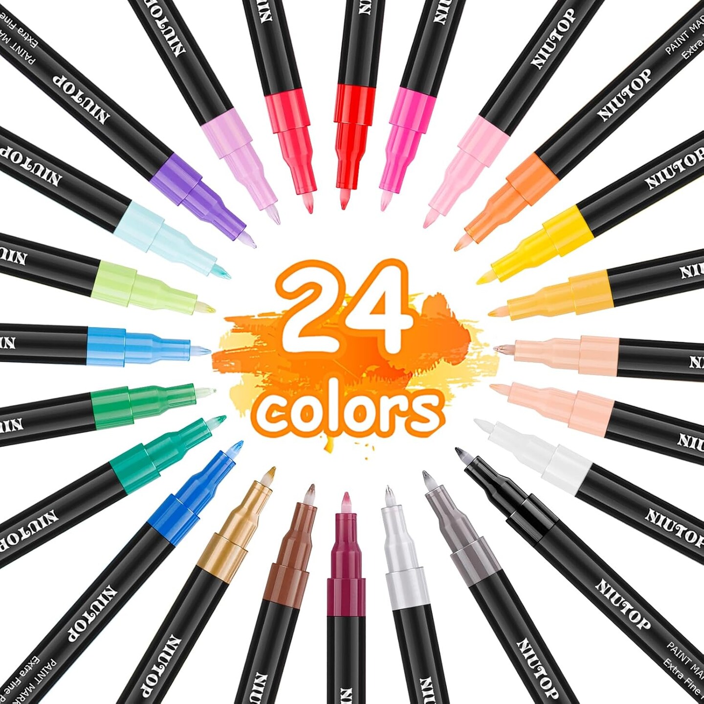 Acrylic Paint Pens for Rock Painting, 24 Classic Colors Paint