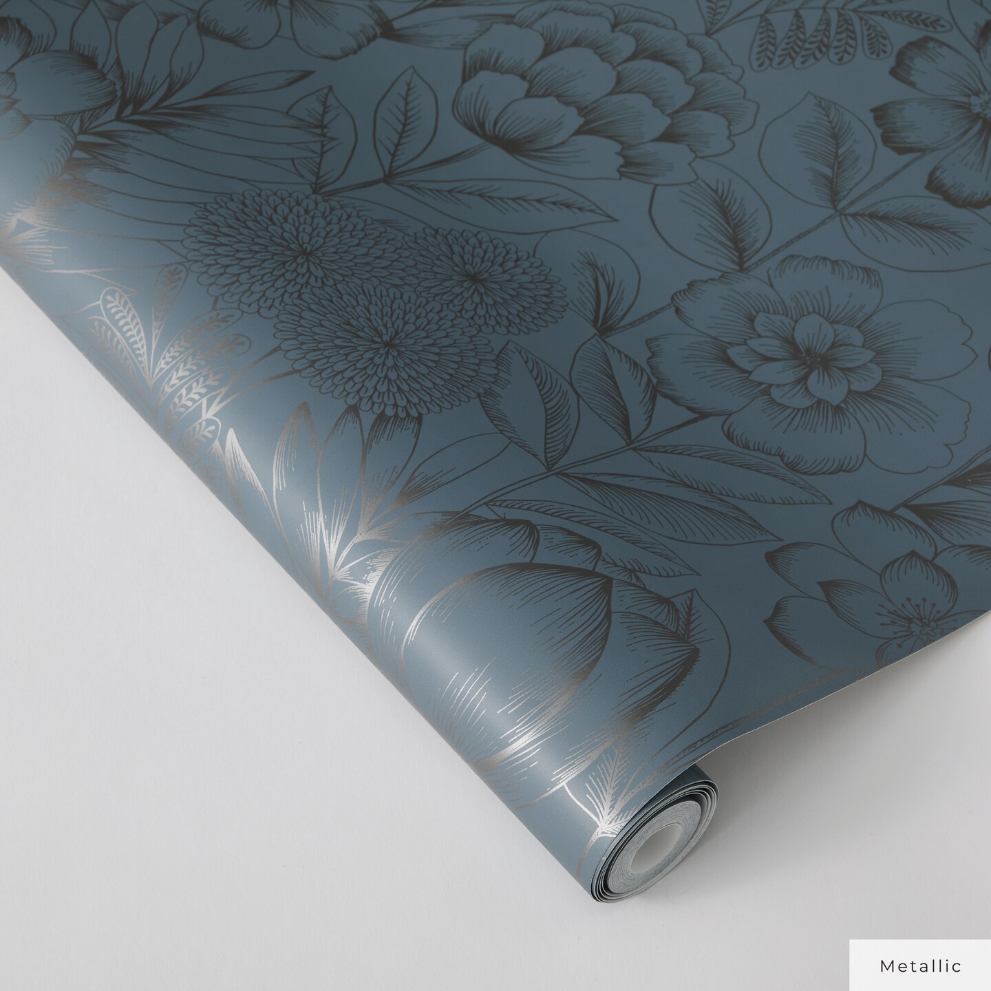 Tempaper Homestead Floral Peel and Stick Wallpaper Metallic Blue