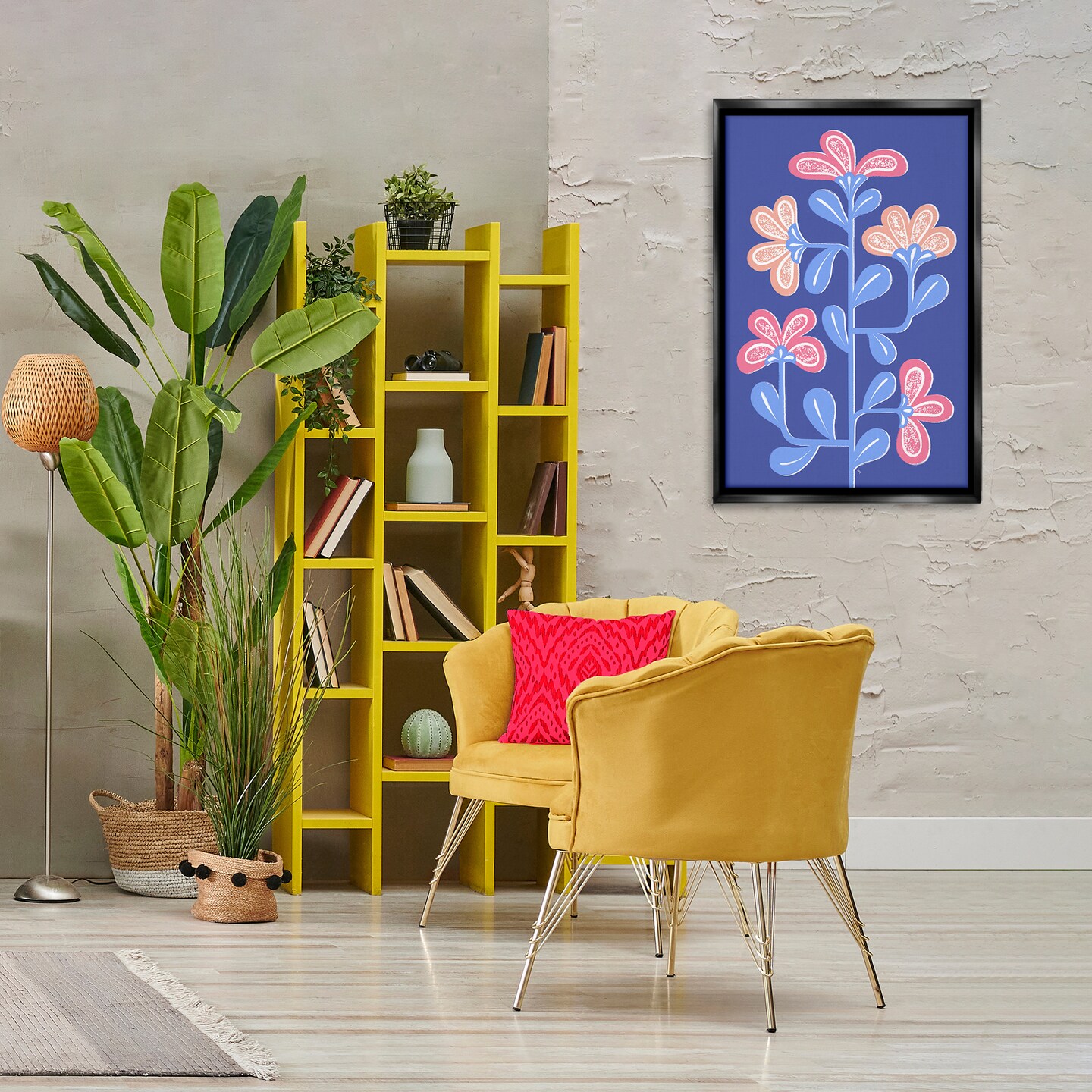 Stupell Industries Contemporary Curved Growing Flowers Floating Frame By Martina Pavlova