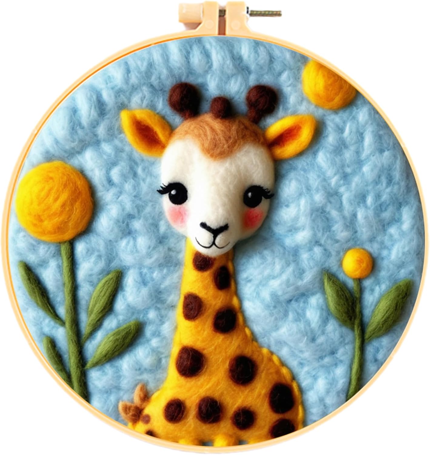 Needle Felting Kit Beginner with Video Tutorials, Cute Giraffe Needle Felting Wool Kits Include Wool, Needles, Foam Pad, Felt Cloth, Instructions