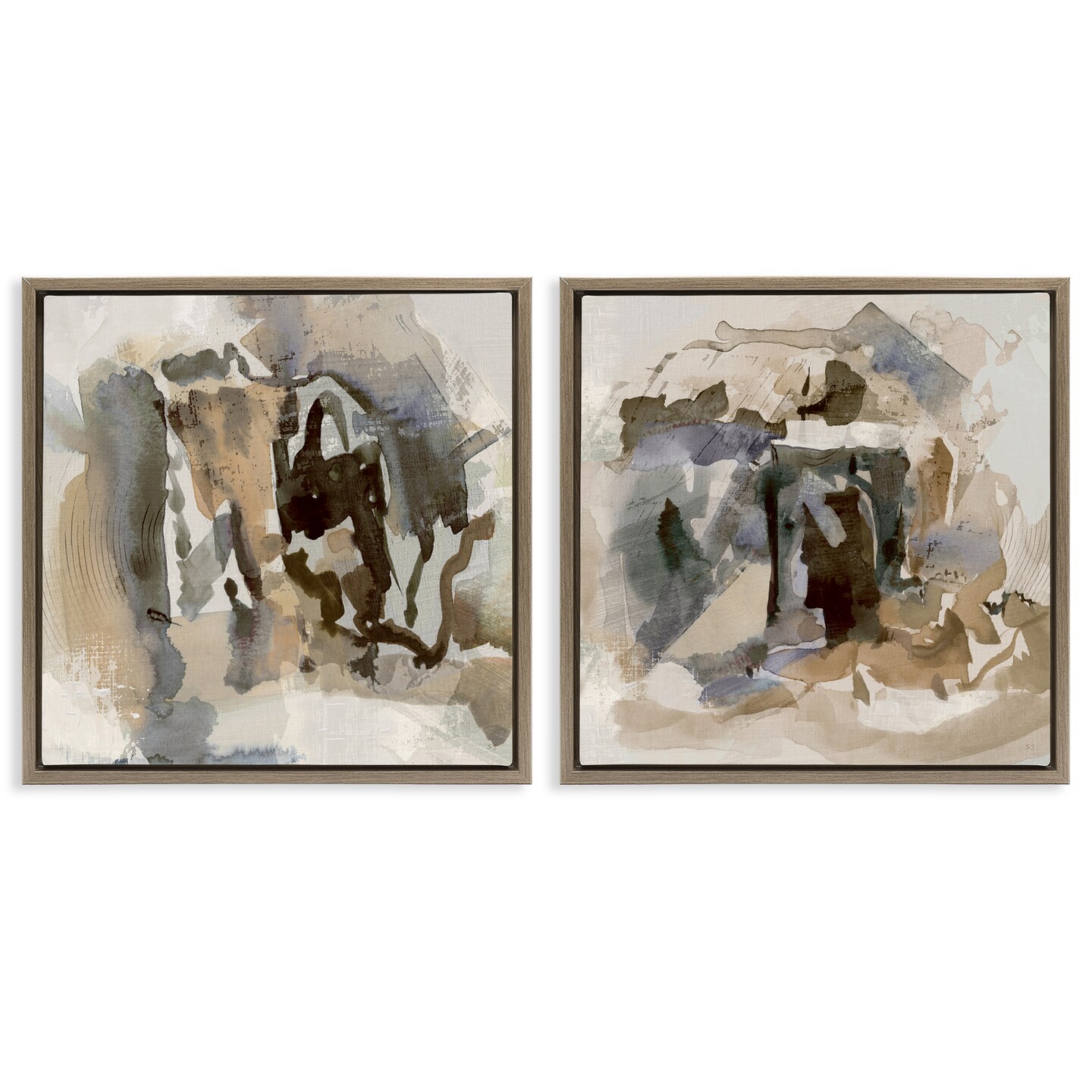 Stupell Industries Abstract Neutral Chaos 2pc Floating Frame Set By ...