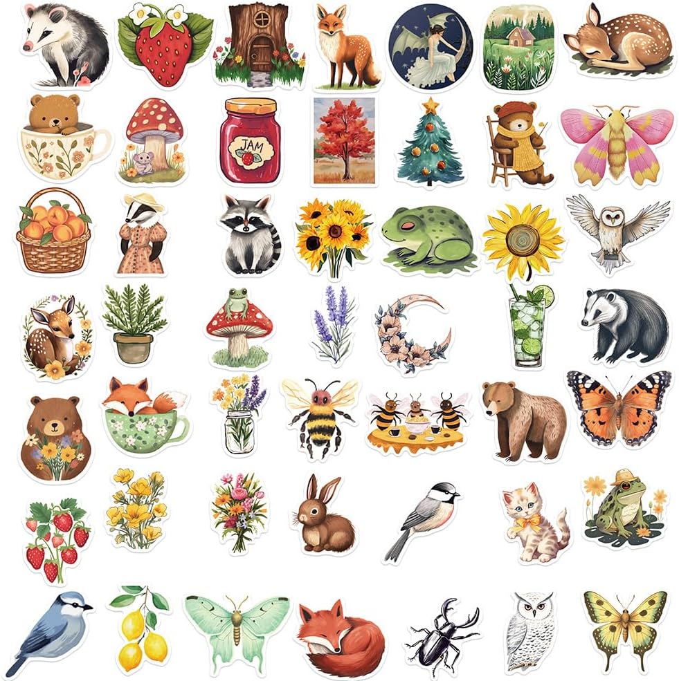 50Pcs Cute Forest Woodland Animal Stickers